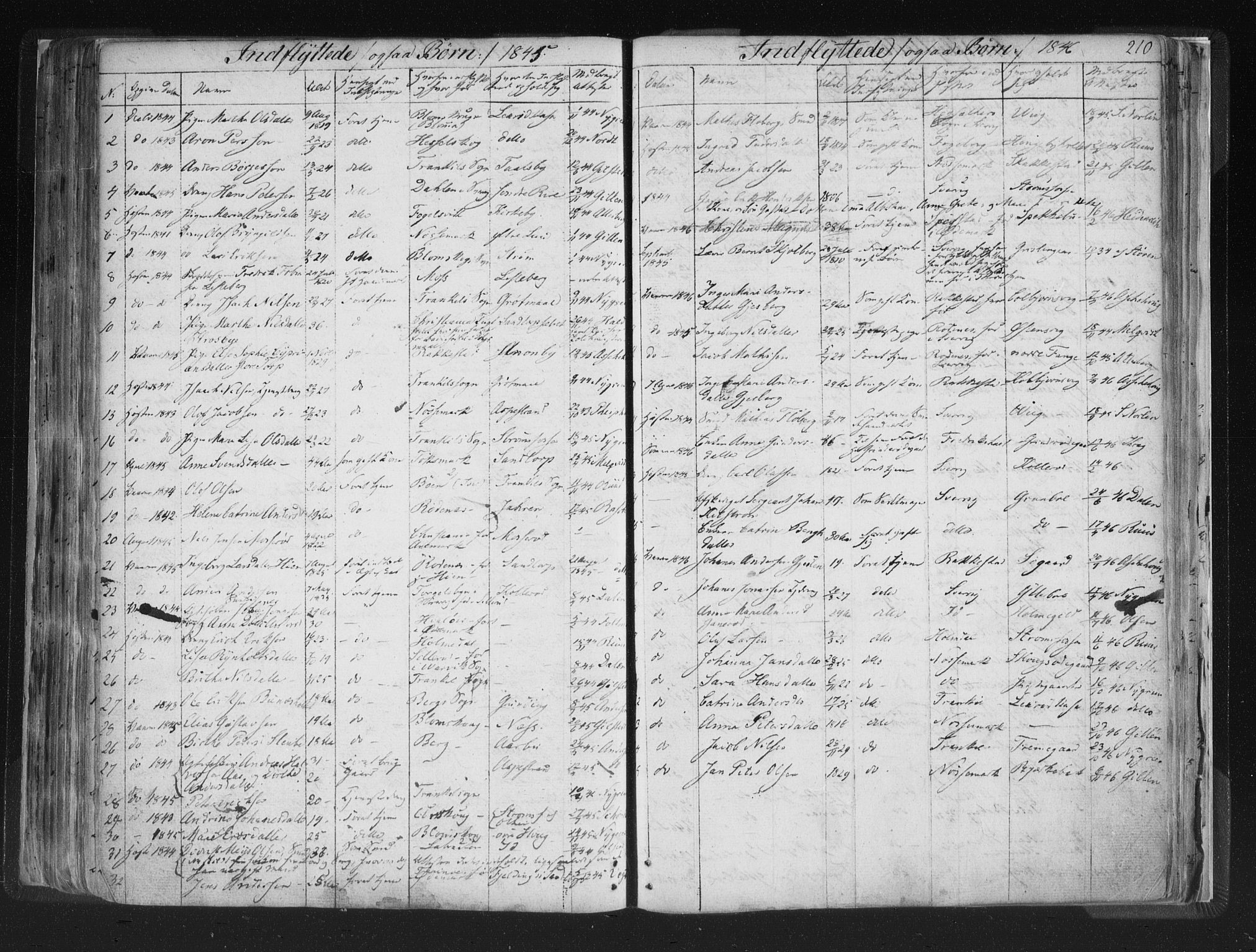 Aremark prestekontor Kirkebøker, AV/SAO-A-10899/F/Fc/L0002: Ministerialbok nr. III 2, 1834-1849, s. 210