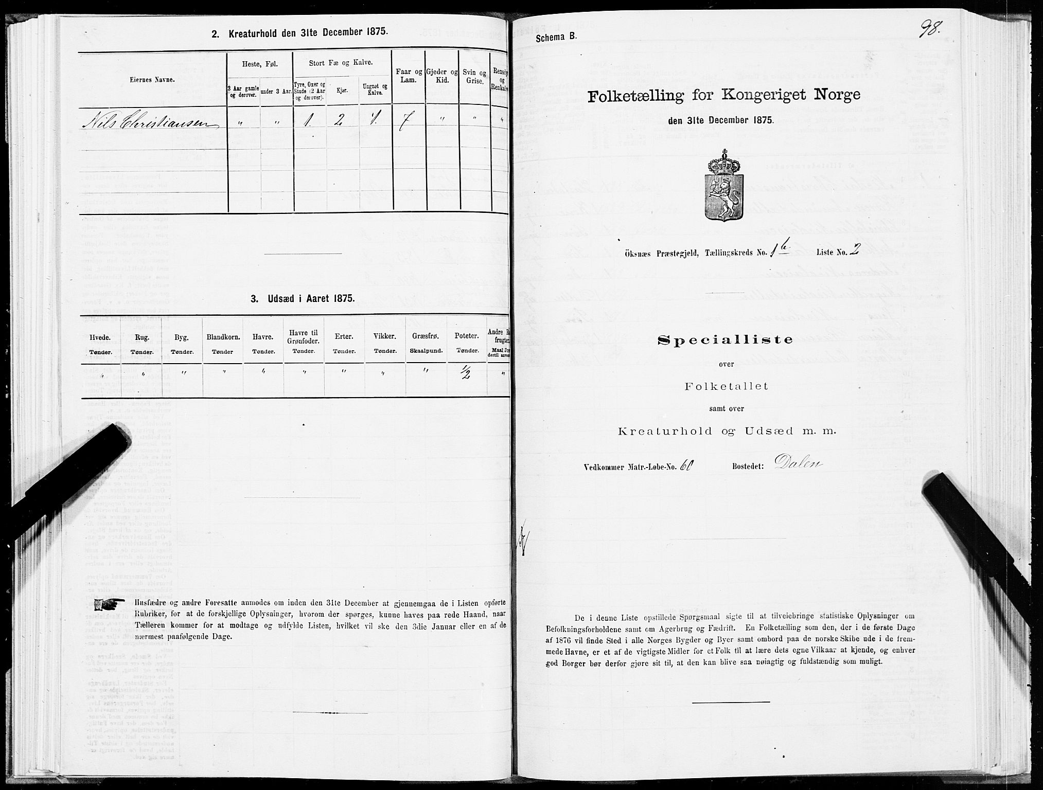 SAT, Folketelling 1875 for 1868P Øksnes prestegjeld, 1875, s. 1098