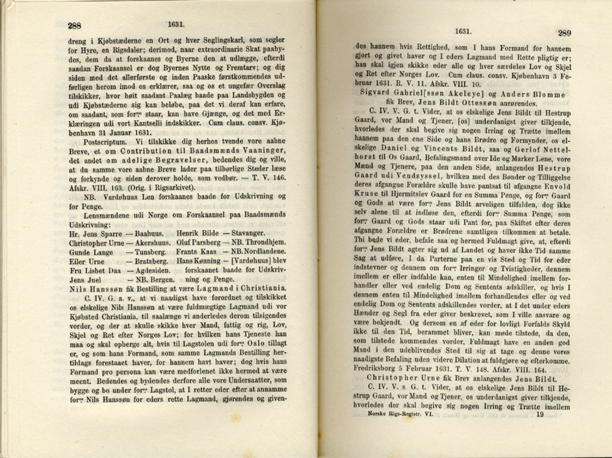 Publikasjoner utgitt av Det Norske Historiske Kildeskriftfond, PUBL/-/-/-: Norske Rigs-Registranter, bind 6, 1628-1634, s. 288-289