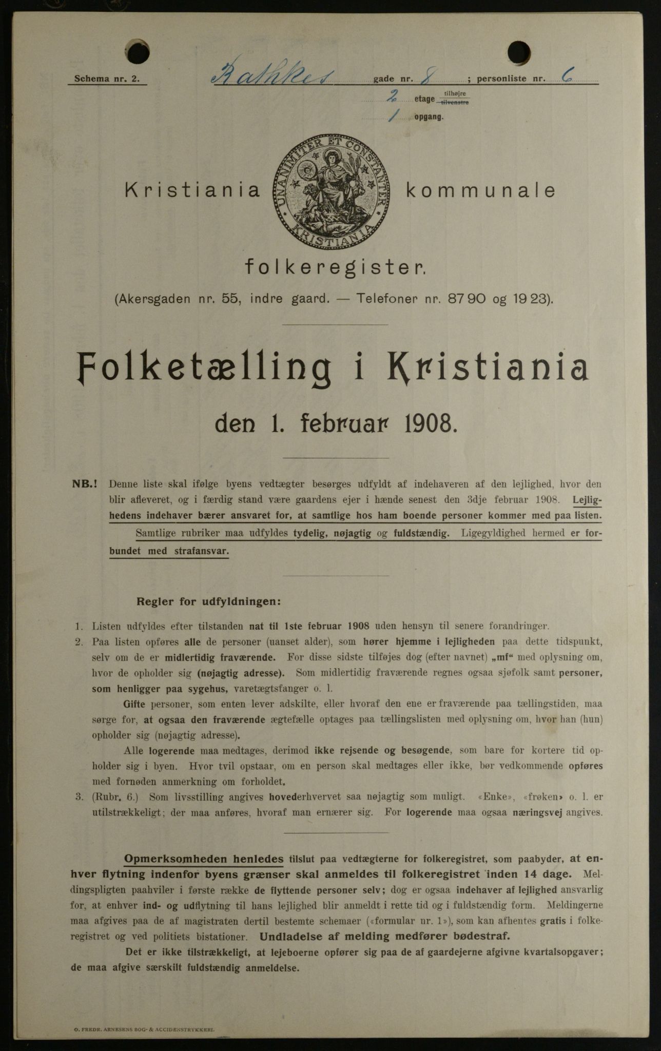 OBA, Kommunal folketelling 1.2.1908 for Kristiania kjøpstad, 1908, s. 73940