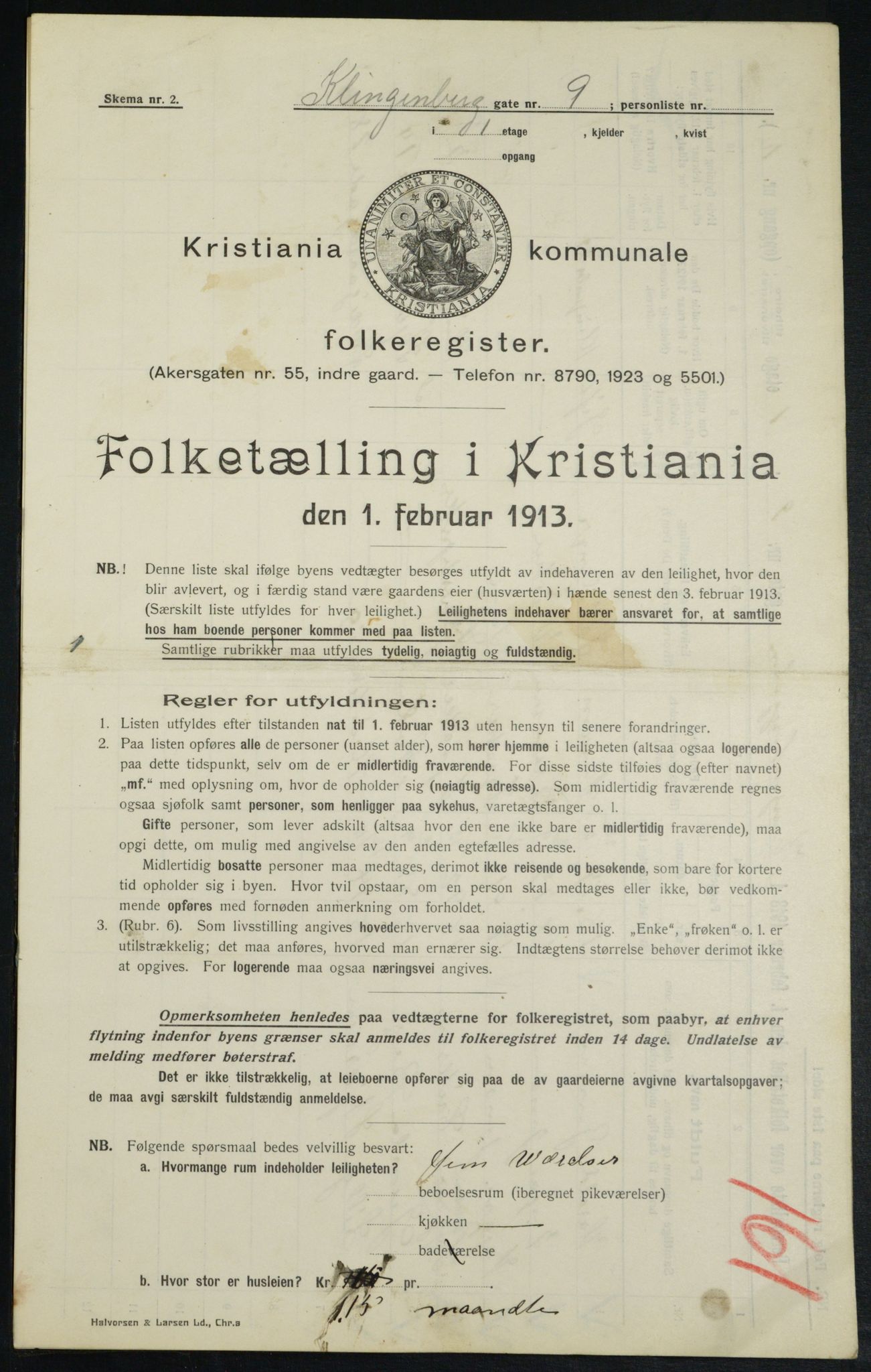 OBA, Kommunal folketelling 1.2.1913 for Kristiania, 1913, s. 51596