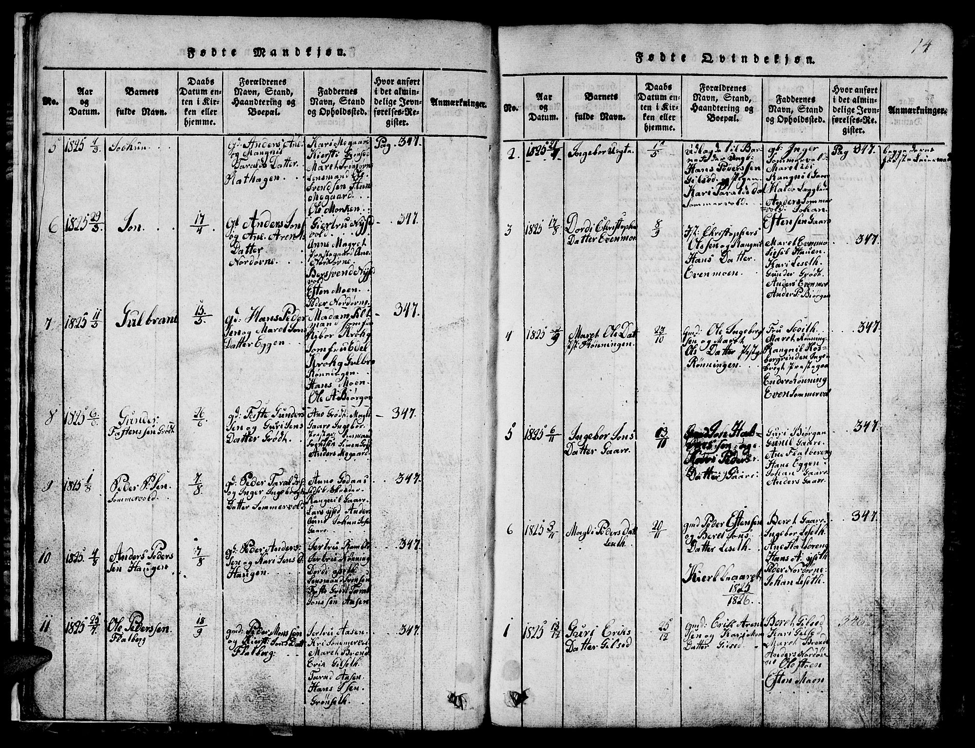 Ministerialprotokoller, klokkerbøker og fødselsregistre - Sør-Trøndelag, SAT/A-1456/685/L0976: Klokkerbok nr. 685C01, 1817-1878, s. 14