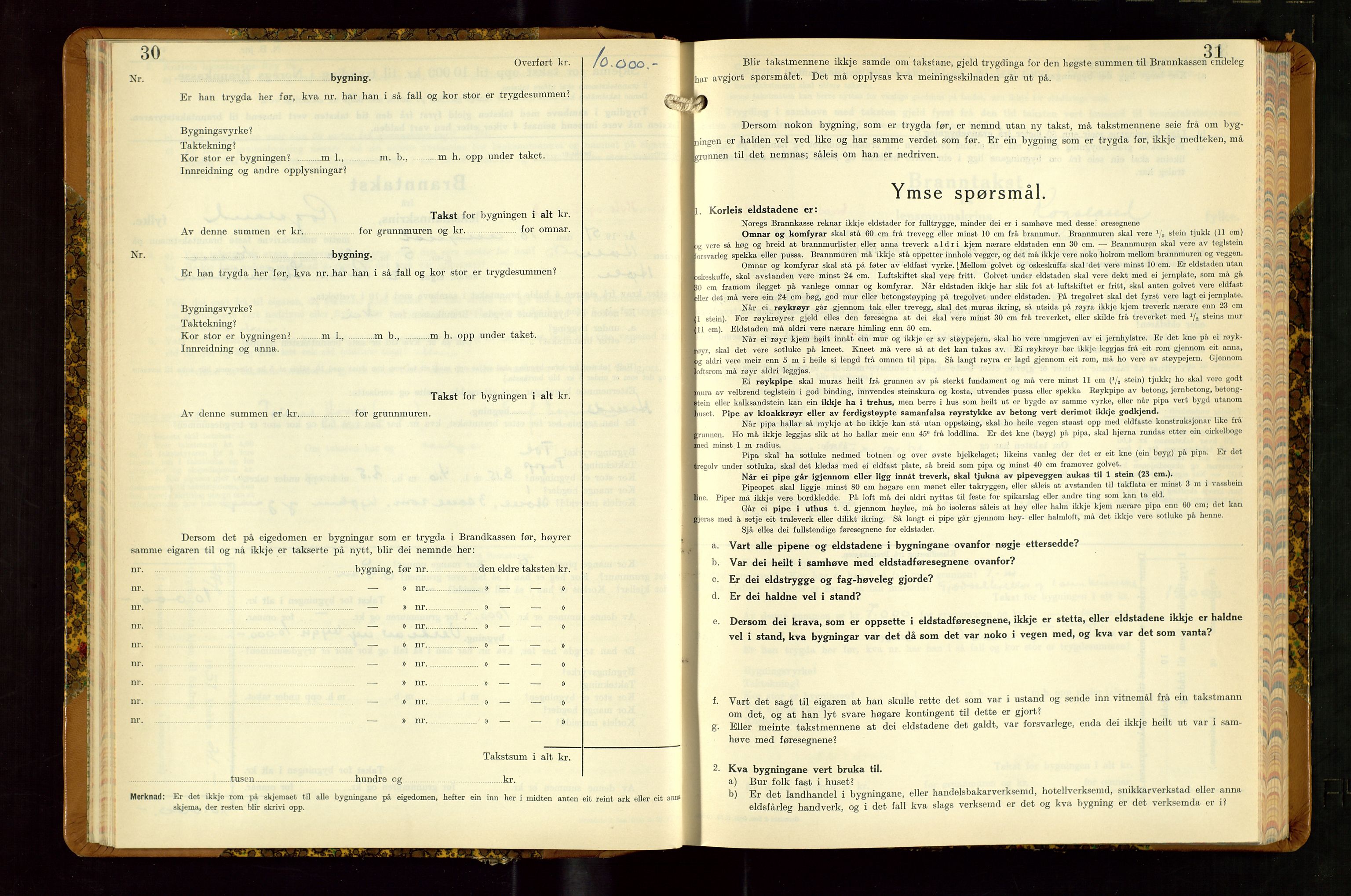 Høle og Forsand lensmannskontor, AV/SAST-A-100127/Gob/L0002: "Branntakstbok" - skjematakst, 1941-1955, s. 30-31