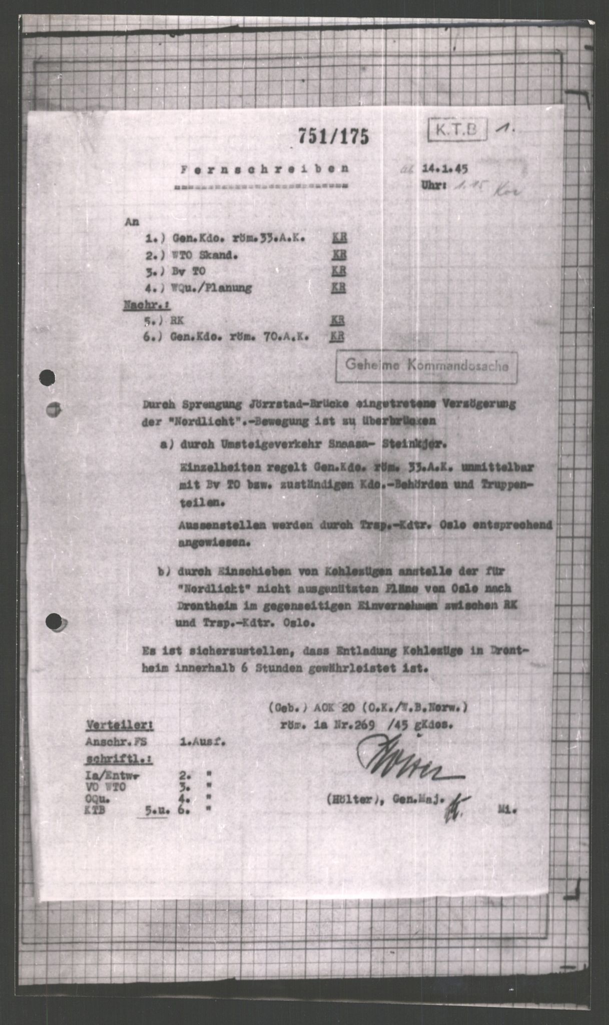 Forsvarets Overkommando. 2 kontor. Arkiv 11.4. Spredte tyske arkivsaker, AV/RA-RAFA-7031/D/Dar/Dara/L0002: Krigsdagbøker for 20. Gebirgs-Armee-Oberkommando (AOK 20), 1945, s. 46