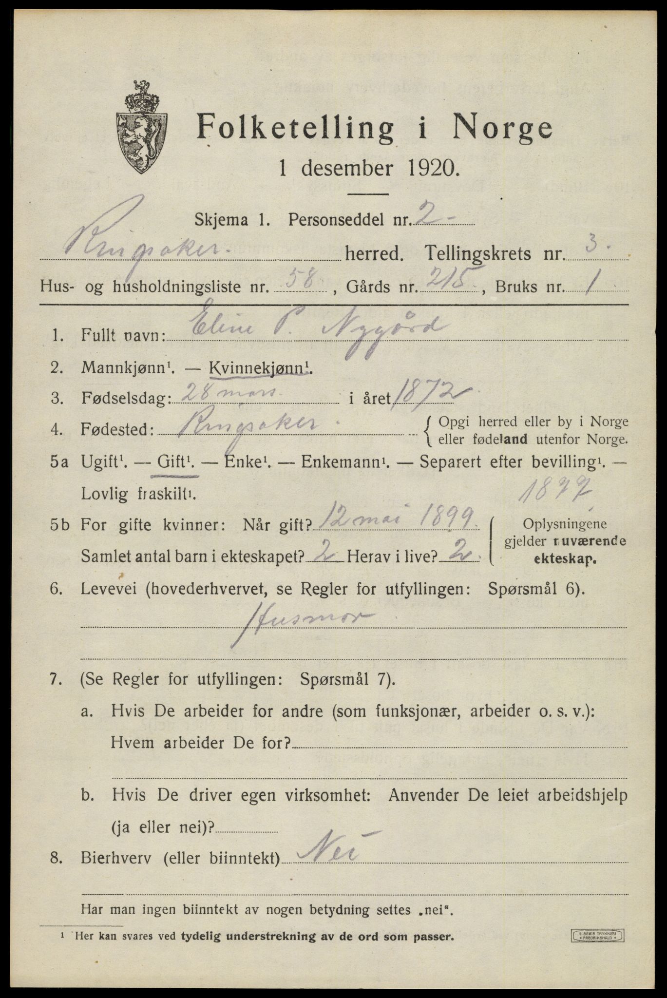SAH, Folketelling 1920 for 0412 Ringsaker herred, 1920, s. 8200