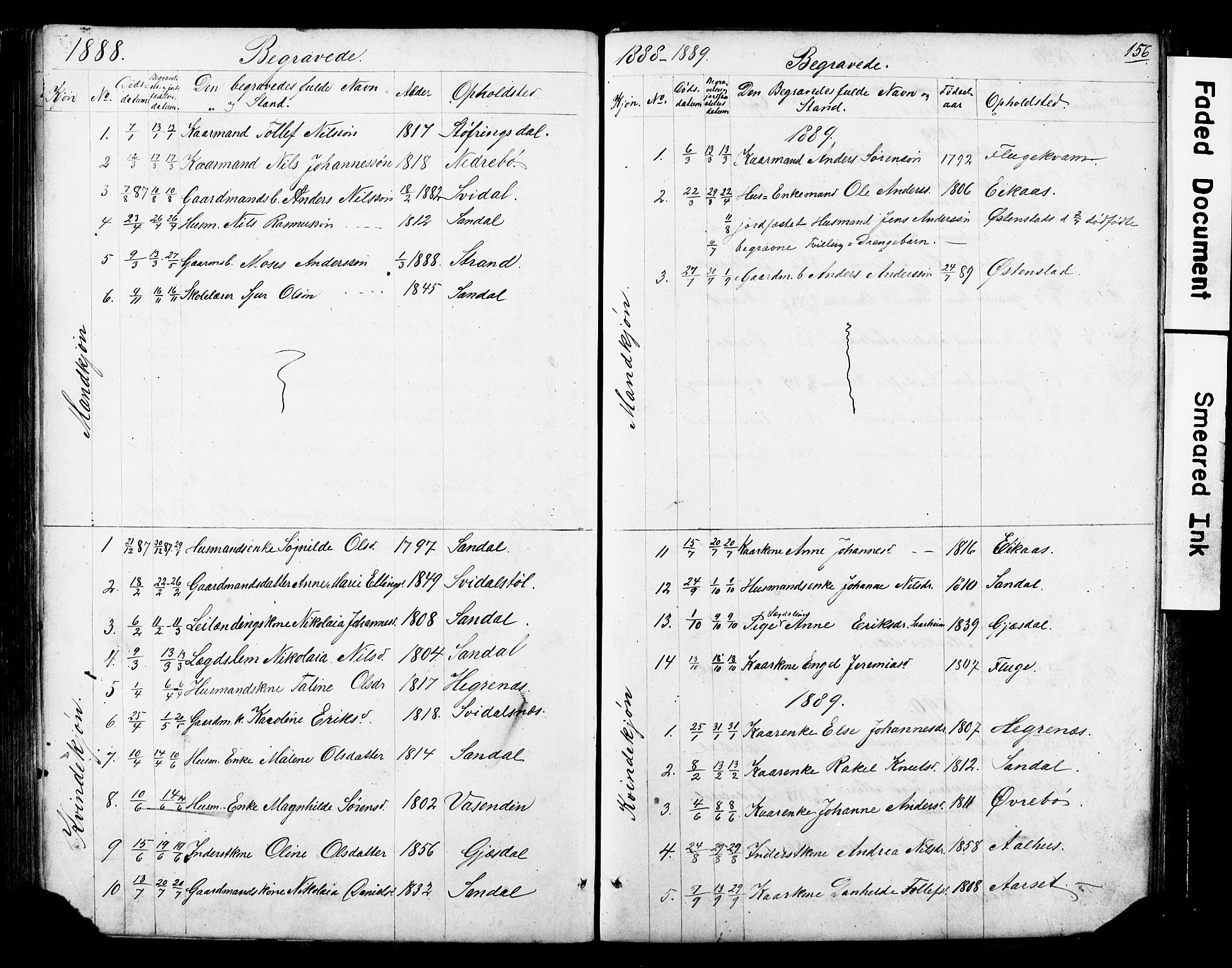 Jølster sokneprestembete, SAB/A-80701/H/Hab/Haba/L0001: Klokkerbok nr. A 1, 1853-1894, s. 156