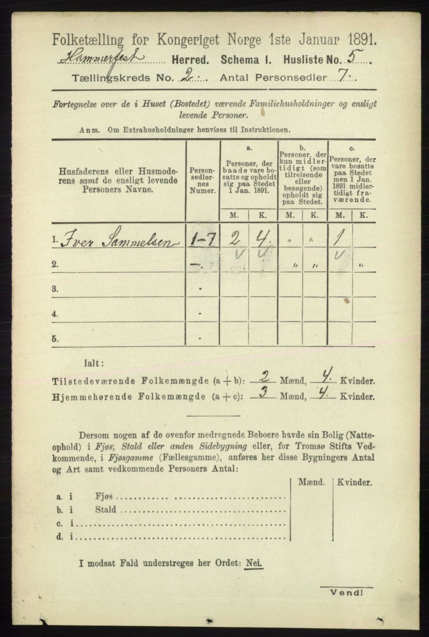 RA, Folketelling 1891 for 2016 Hammerfest herred, 1891, s. 542