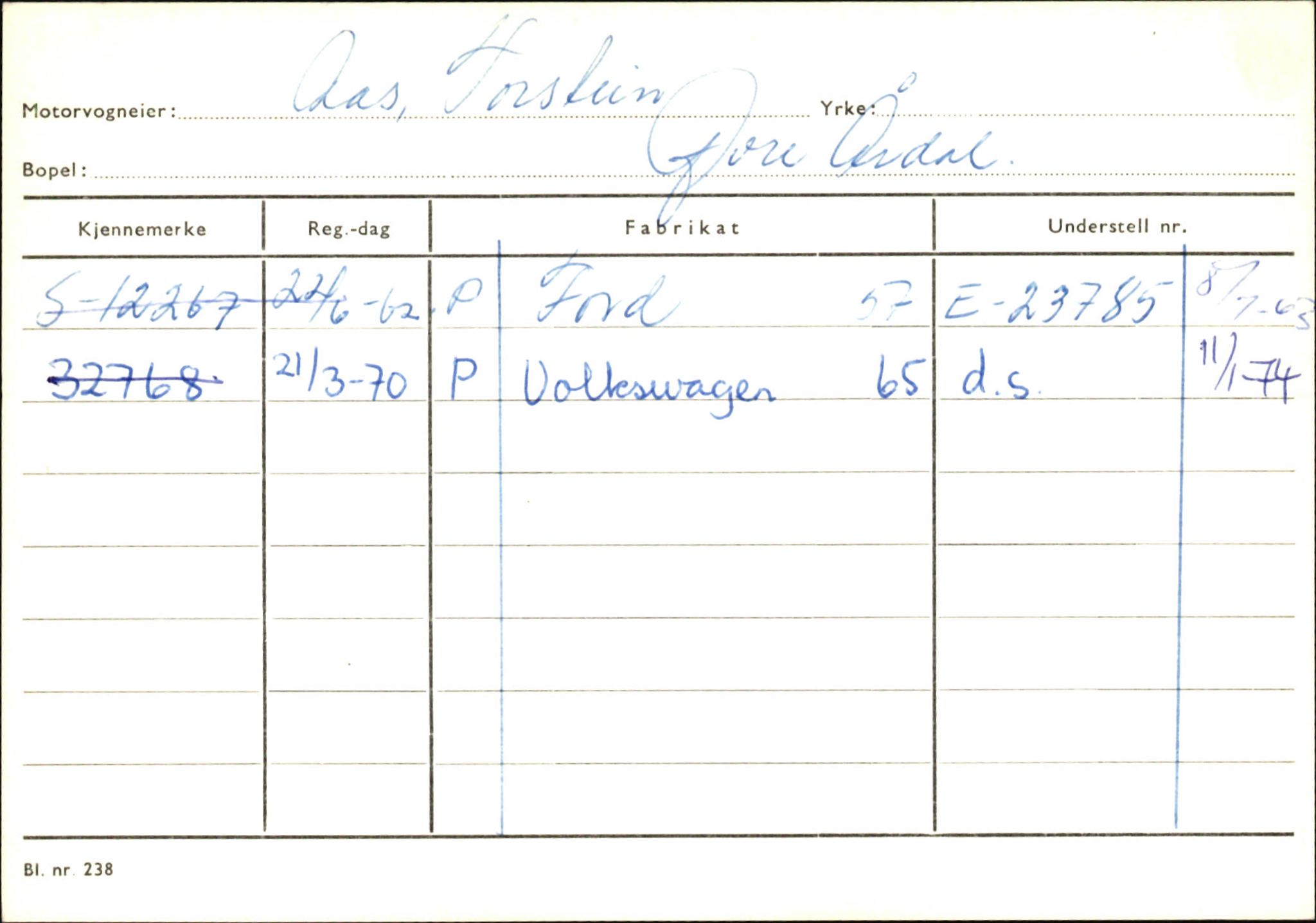 Statens vegvesen, Sogn og Fjordane vegkontor, SAB/A-5301/4/F/L0146: Registerkort Årdal R-Å samt diverse kort, 1945-1975, s. 1525