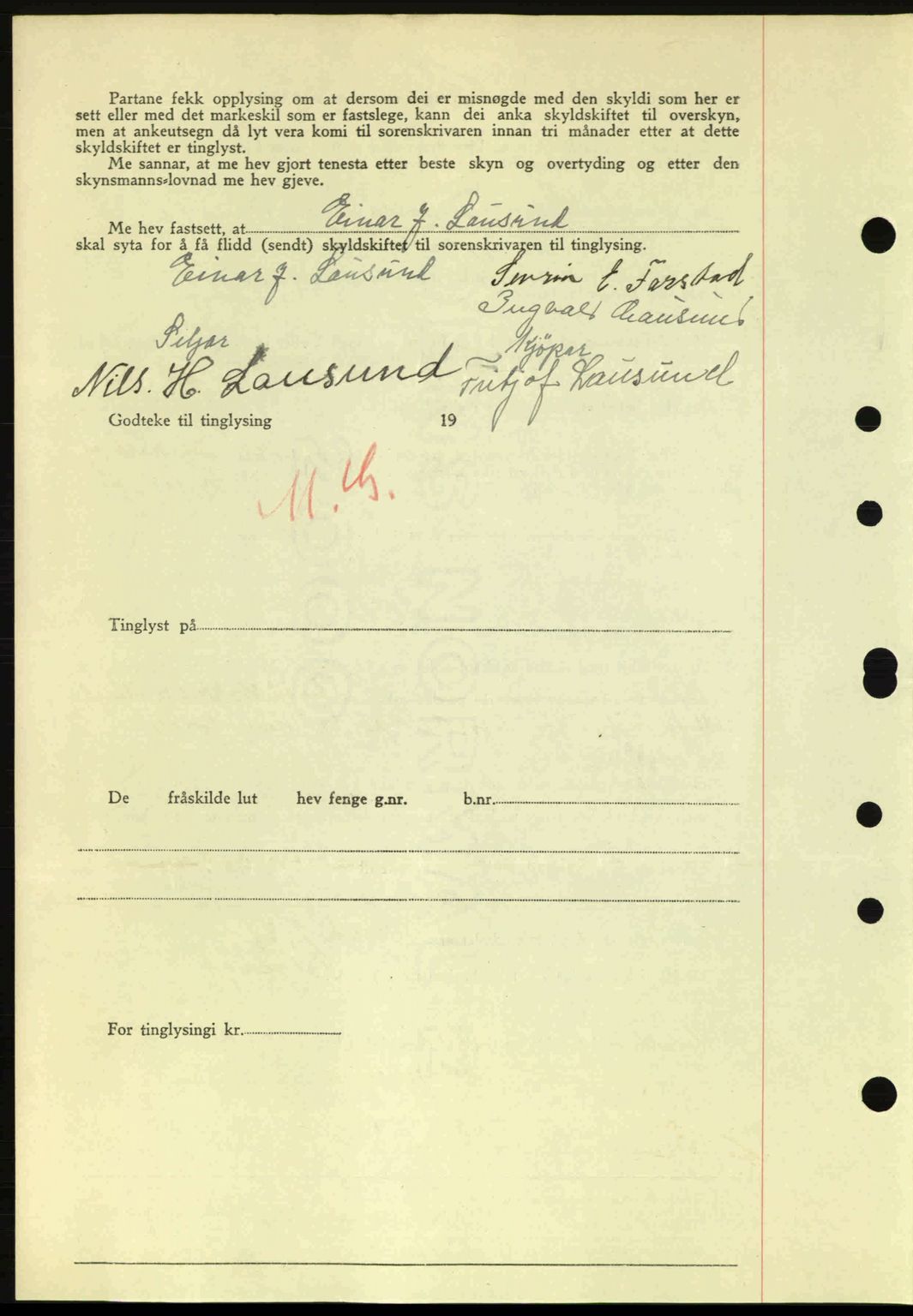 Nordre Sunnmøre sorenskriveri, AV/SAT-A-0006/1/2/2C/2Ca: Pantebok nr. A20a, 1945-1945, Dagboknr: 996/1945