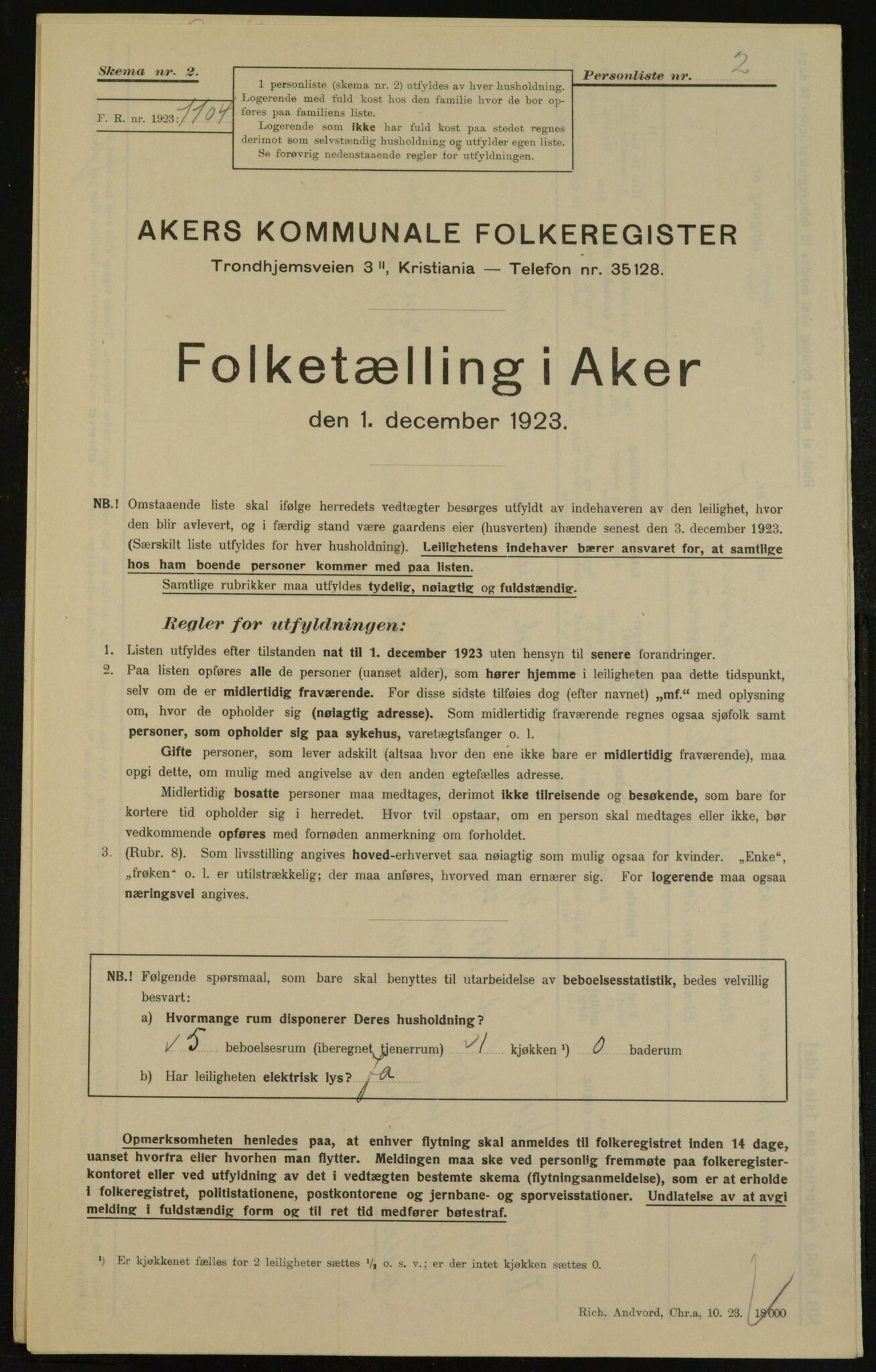 , Kommunal folketelling 1.12.1923 for Aker, 1923, s. 29523