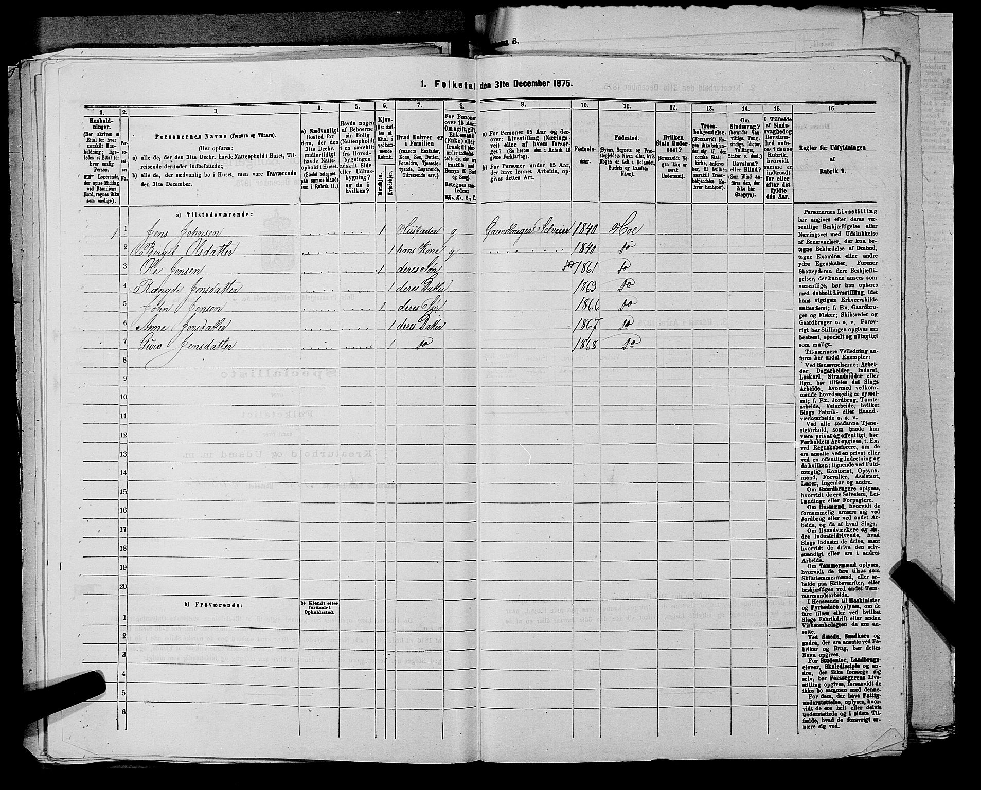 SAKO, Folketelling 1875 for 0620P Hol prestegjeld, 1875, s. 418