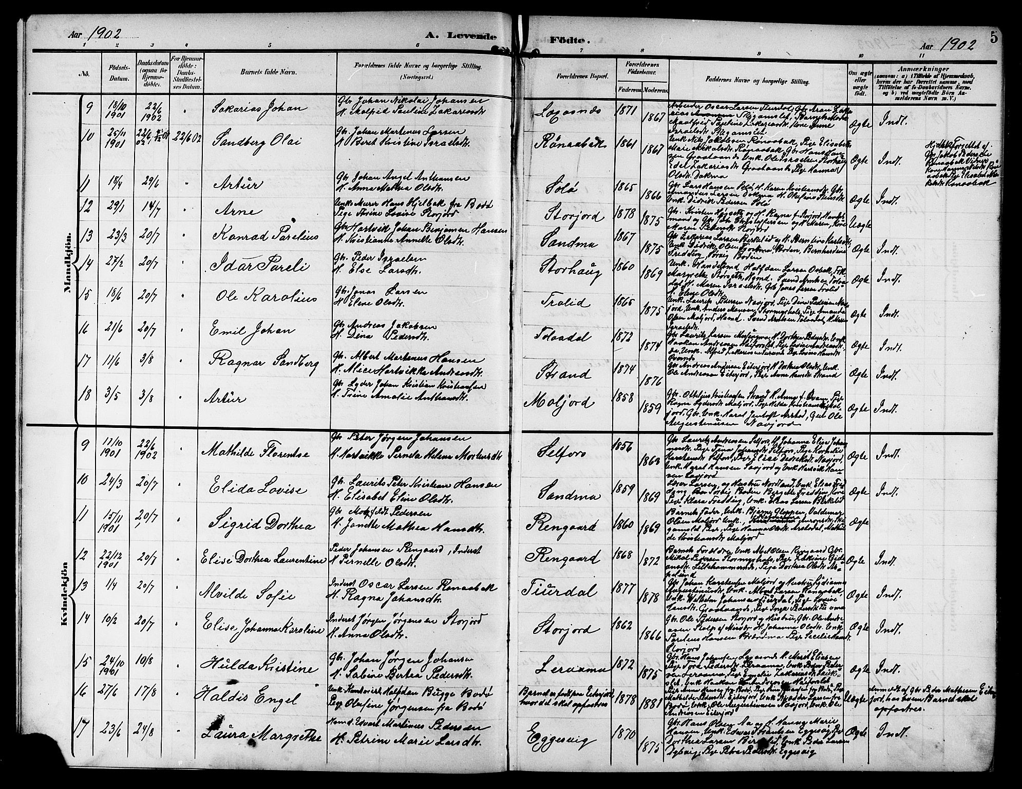 Ministerialprotokoller, klokkerbøker og fødselsregistre - Nordland, SAT/A-1459/846/L0655: Klokkerbok nr. 846C05, 1902-1916, s. 5