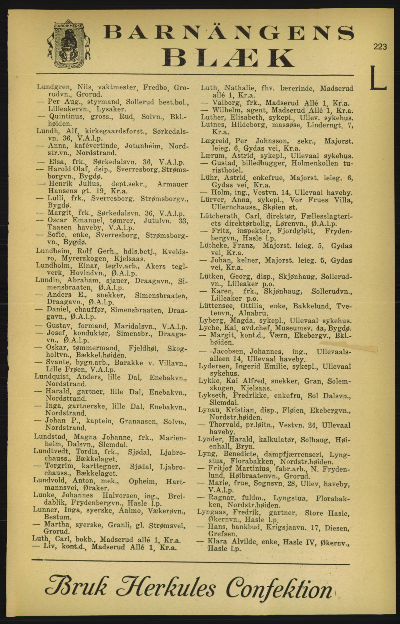 Aker adressebok/adressekalender, PUBL/001/A/003: Akers adressekalender, 1924-1925, s. 223