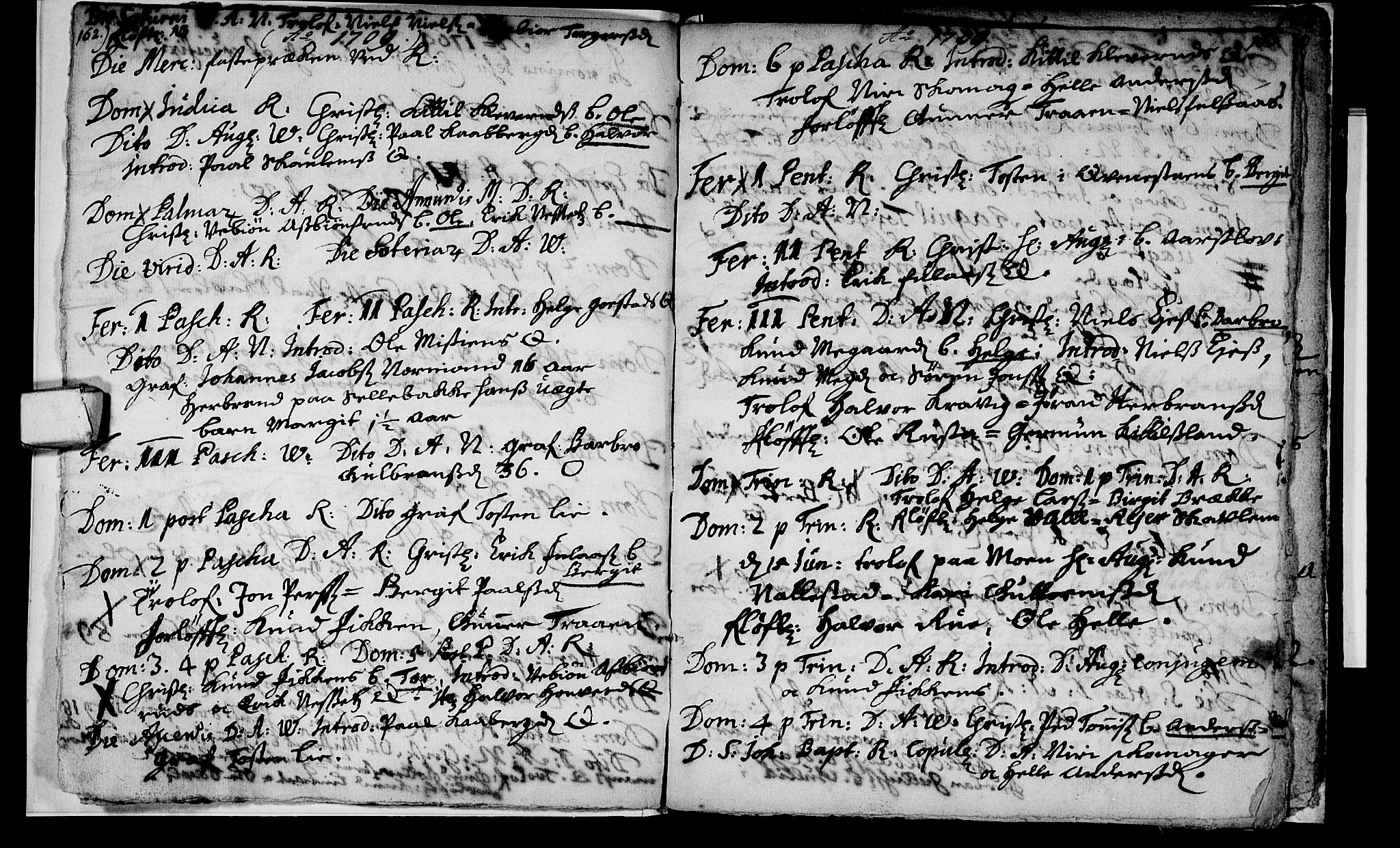 Rollag kirkebøker, AV/SAKO-A-240/F/Fa/L0001: Ministerialbok nr. I 1, 1708-1712, s. 162-163