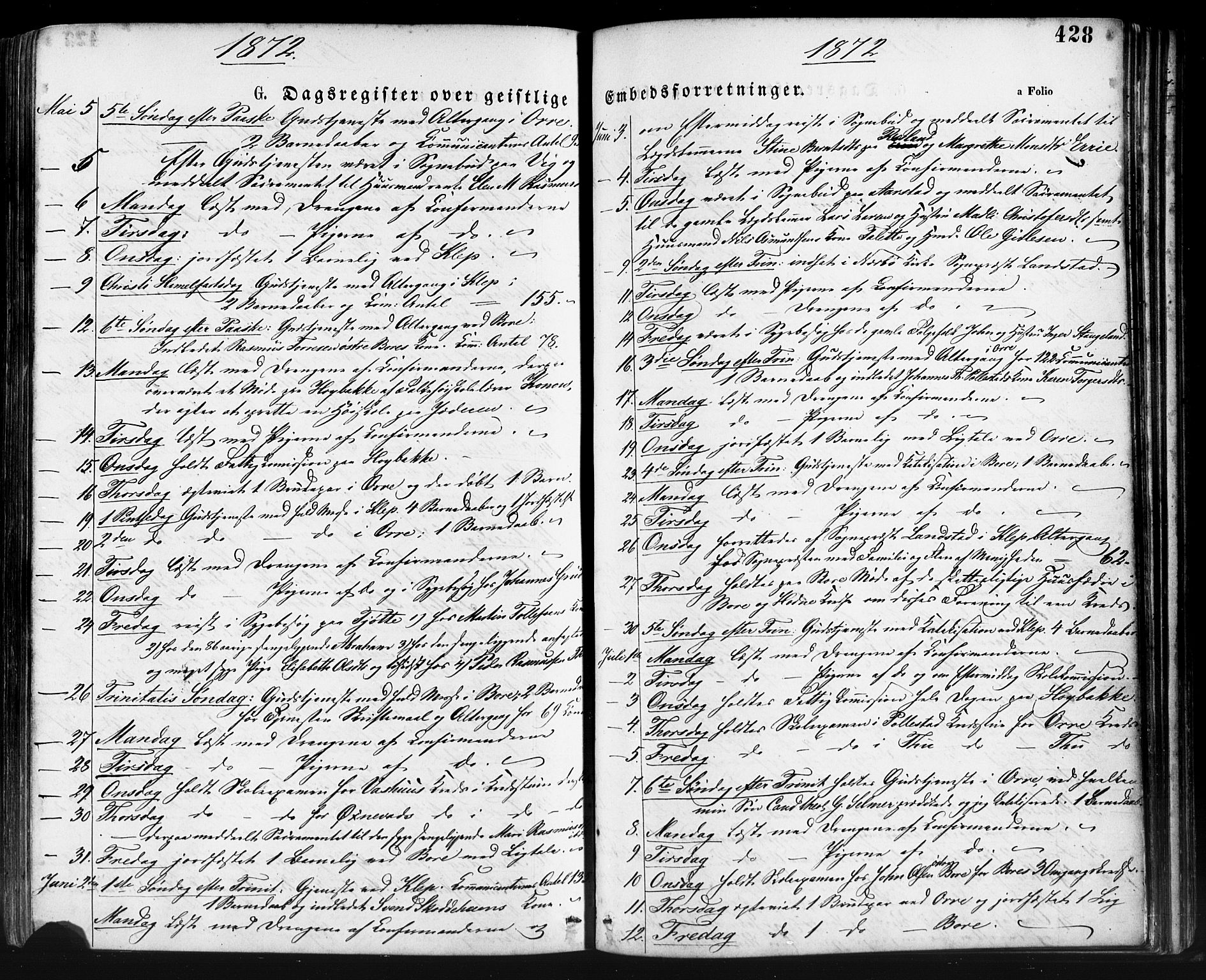 Klepp sokneprestkontor, AV/SAST-A-101803/001/3/30BA/L0006: Ministerialbok nr. A 6, 1871-1885, s. 428