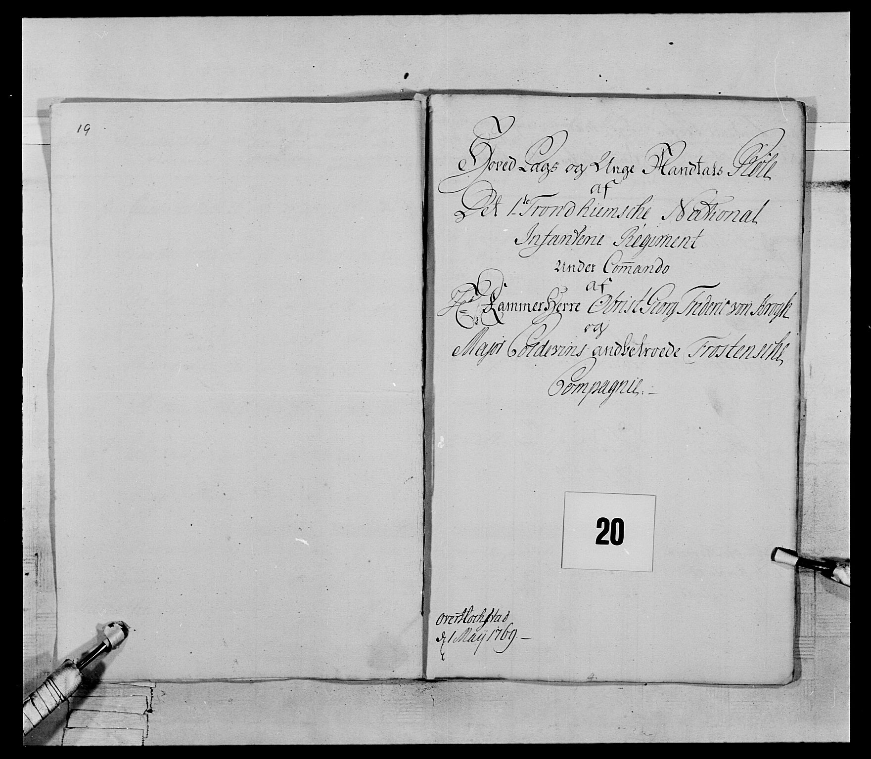 Generalitets- og kommissariatskollegiet, Det kongelige norske kommissariatskollegium, RA/EA-5420/E/Eh/L0070: 1. Trondheimske nasjonale infanteriregiment, 1764-1769, s. 230