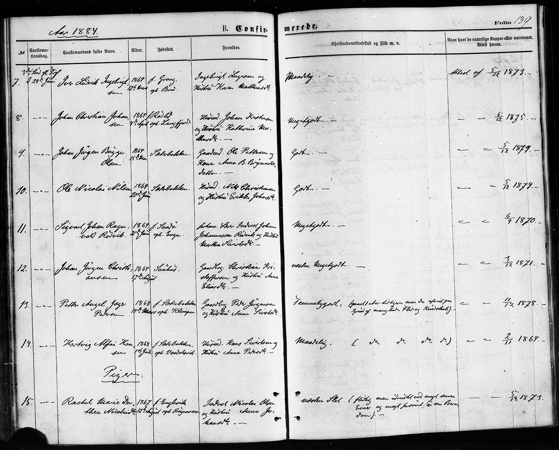 Ministerialprotokoller, klokkerbøker og fødselsregistre - Nordland, AV/SAT-A-1459/814/L0225: Ministerialbok nr. 814A06, 1875-1885, s. 139