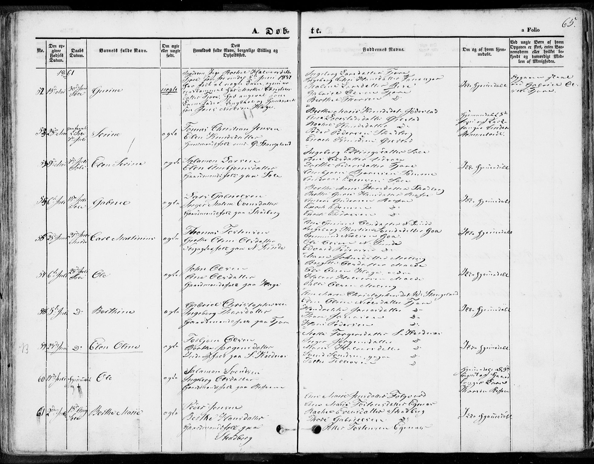 Håland sokneprestkontor, AV/SAST-A-101802/001/30BA/L0007: Ministerialbok nr. A 7.1, 1854-1870, s. 65