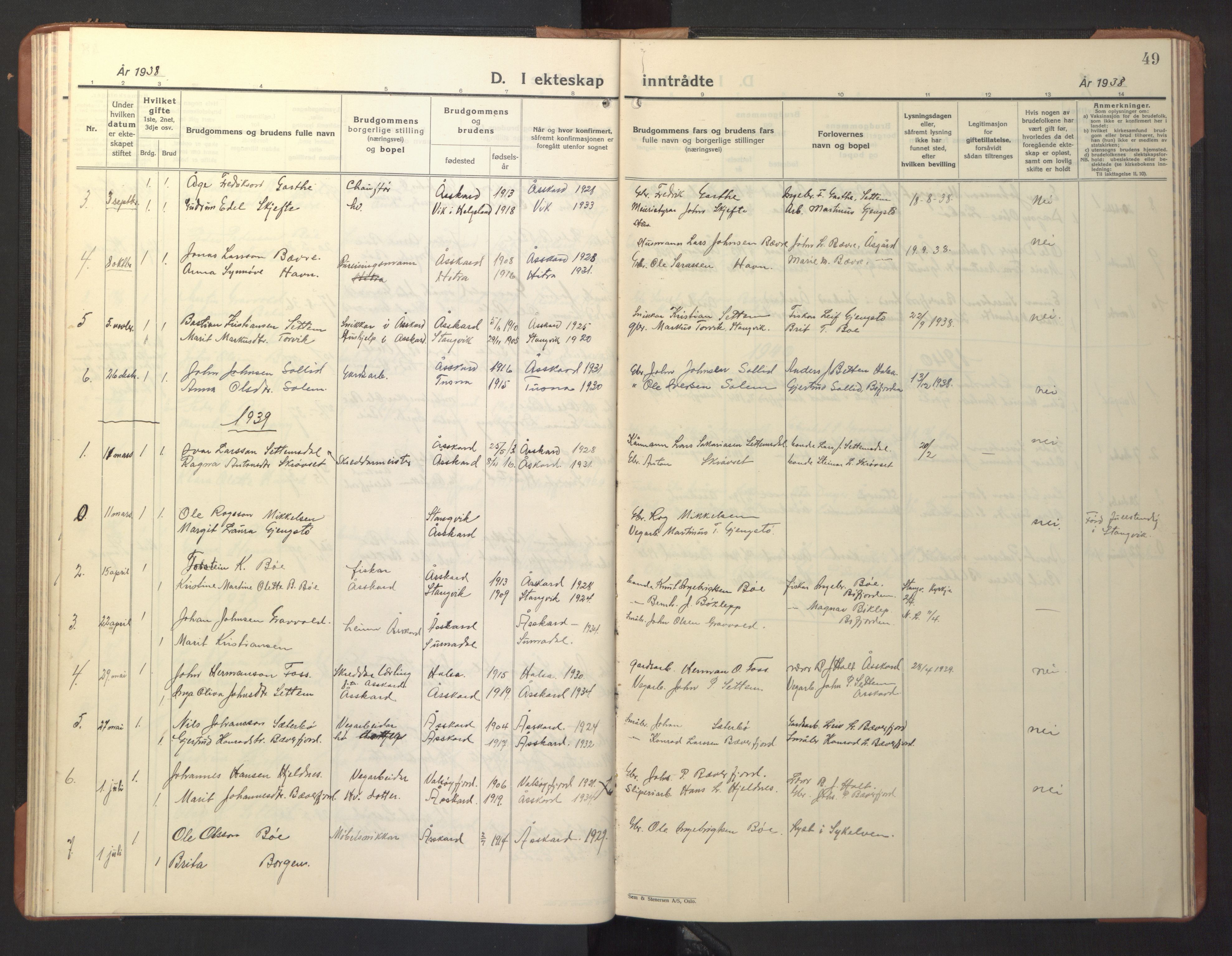 Ministerialprotokoller, klokkerbøker og fødselsregistre - Møre og Romsdal, AV/SAT-A-1454/594/L1038: Klokkerbok nr. 594C01, 1934-1946, s. 49