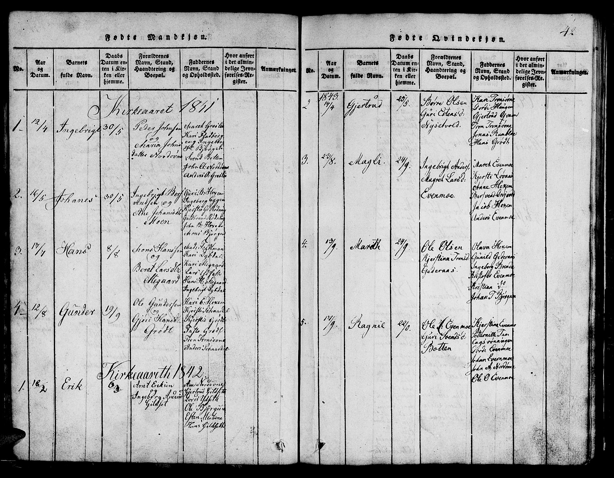 Ministerialprotokoller, klokkerbøker og fødselsregistre - Sør-Trøndelag, AV/SAT-A-1456/685/L0976: Klokkerbok nr. 685C01, 1817-1878, s. 42