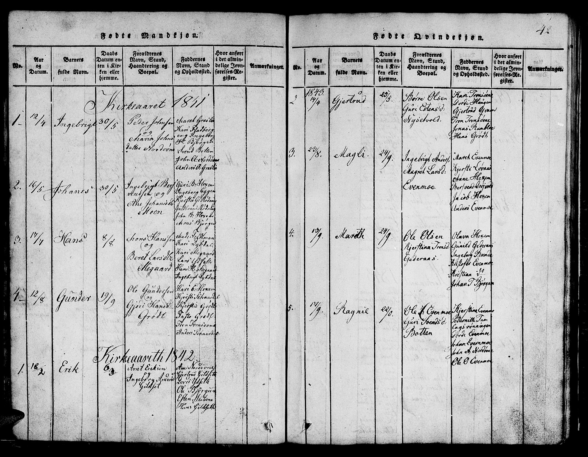 Ministerialprotokoller, klokkerbøker og fødselsregistre - Sør-Trøndelag, SAT/A-1456/685/L0976: Klokkerbok nr. 685C01, 1817-1878, s. 42