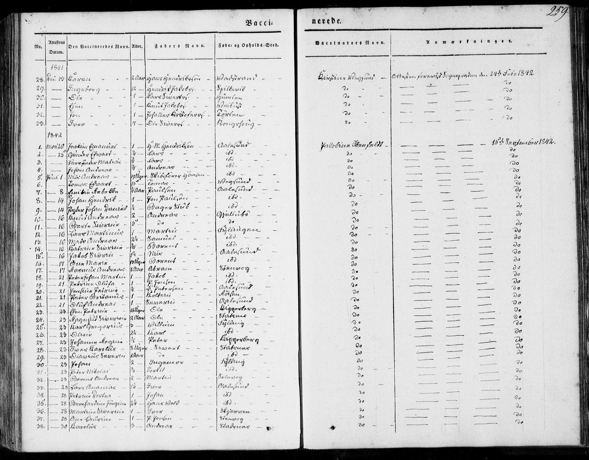 Ministerialprotokoller, klokkerbøker og fødselsregistre - Møre og Romsdal, SAT/A-1454/528/L0396: Ministerialbok nr. 528A07, 1839-1847, s. 259