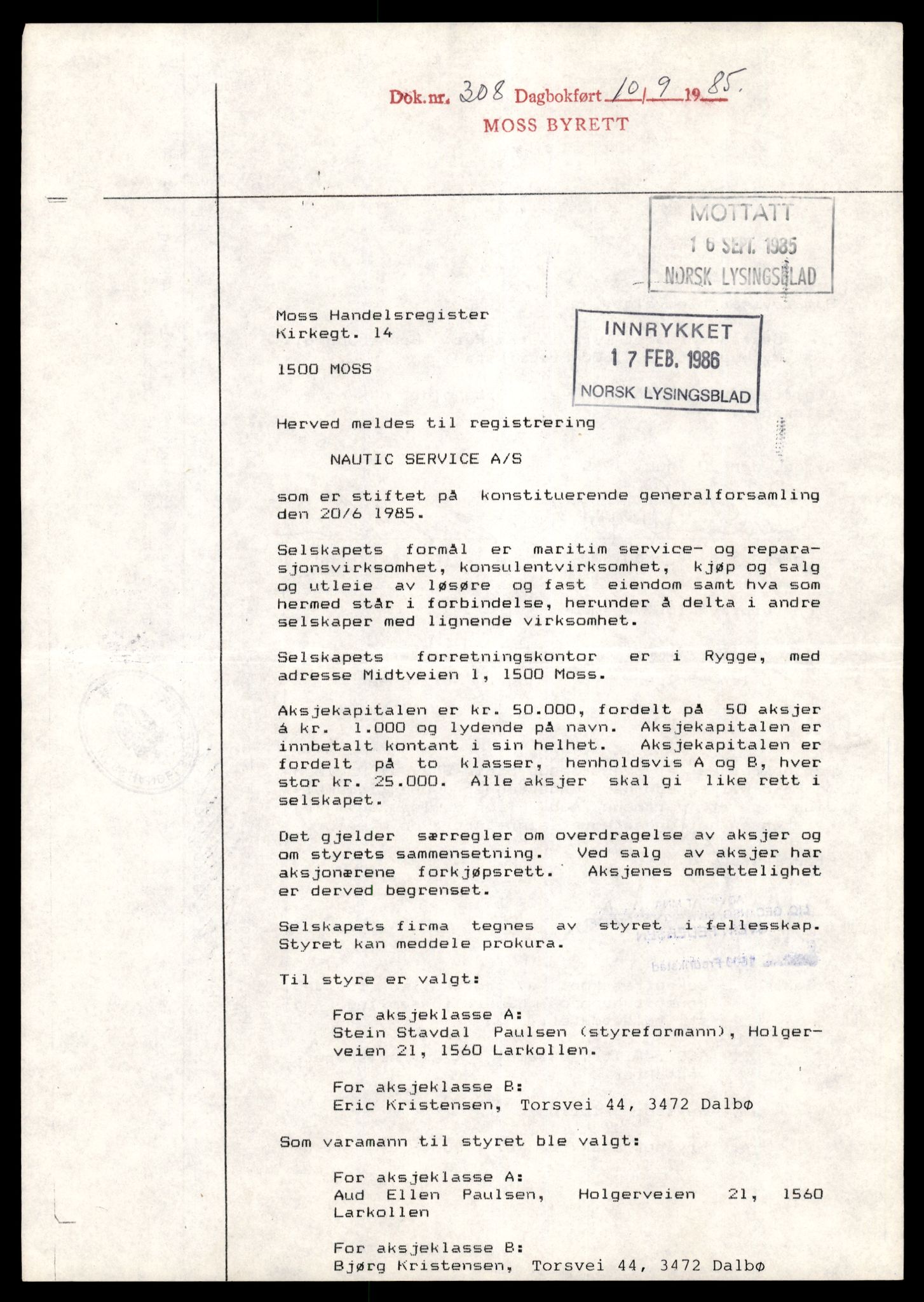 Moss tingrett, AV/SAT-A-10063/K/Ka/Kab/L0029: Slettede og konverterte firmaer, Nau - Nob, 1890-1943, s. 1