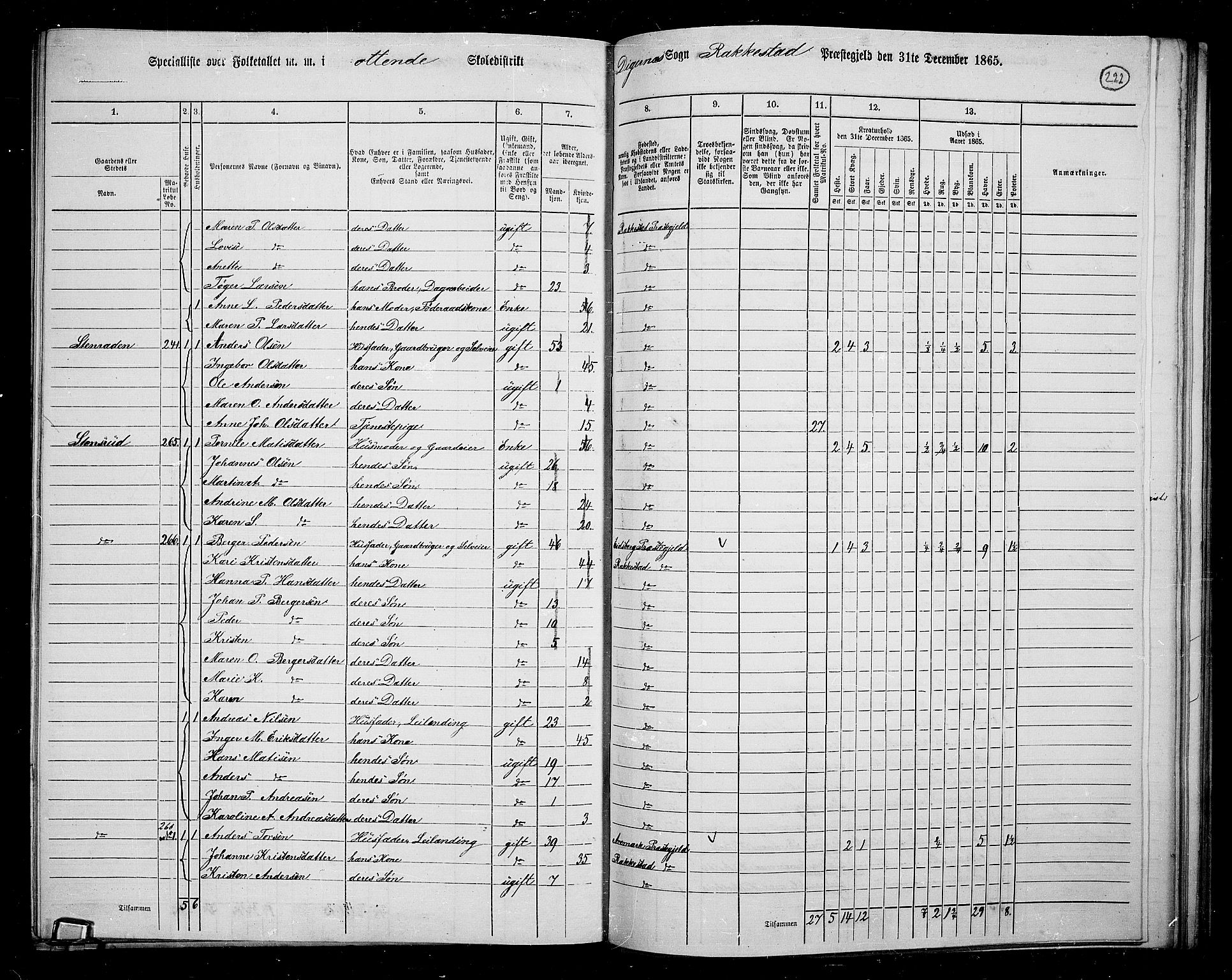 RA, Folketelling 1865 for 0128P Rakkestad prestegjeld, 1865, s. 213