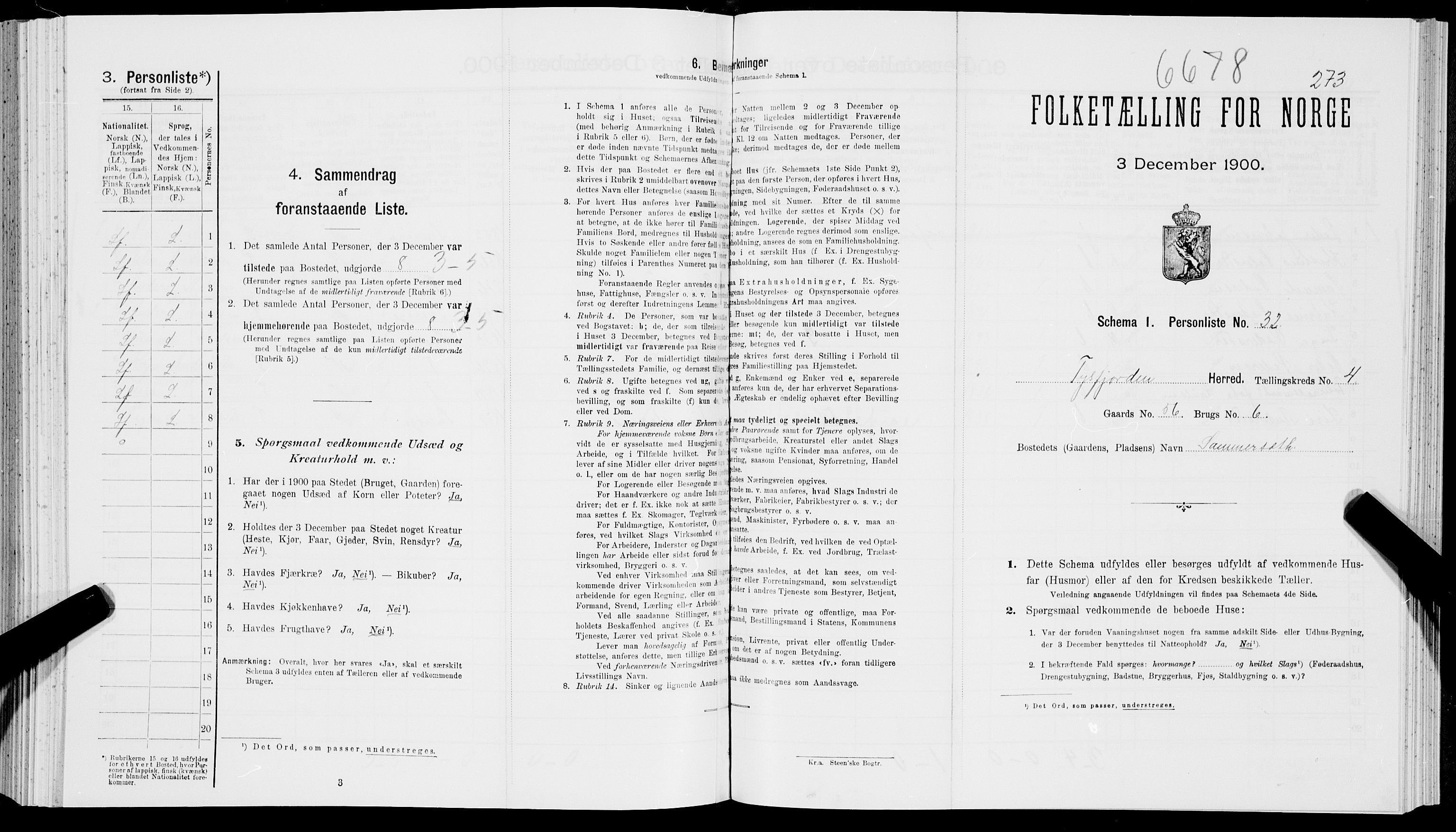 SAT, Folketelling 1900 for 1850 Tysfjord herred, 1900, s. 569