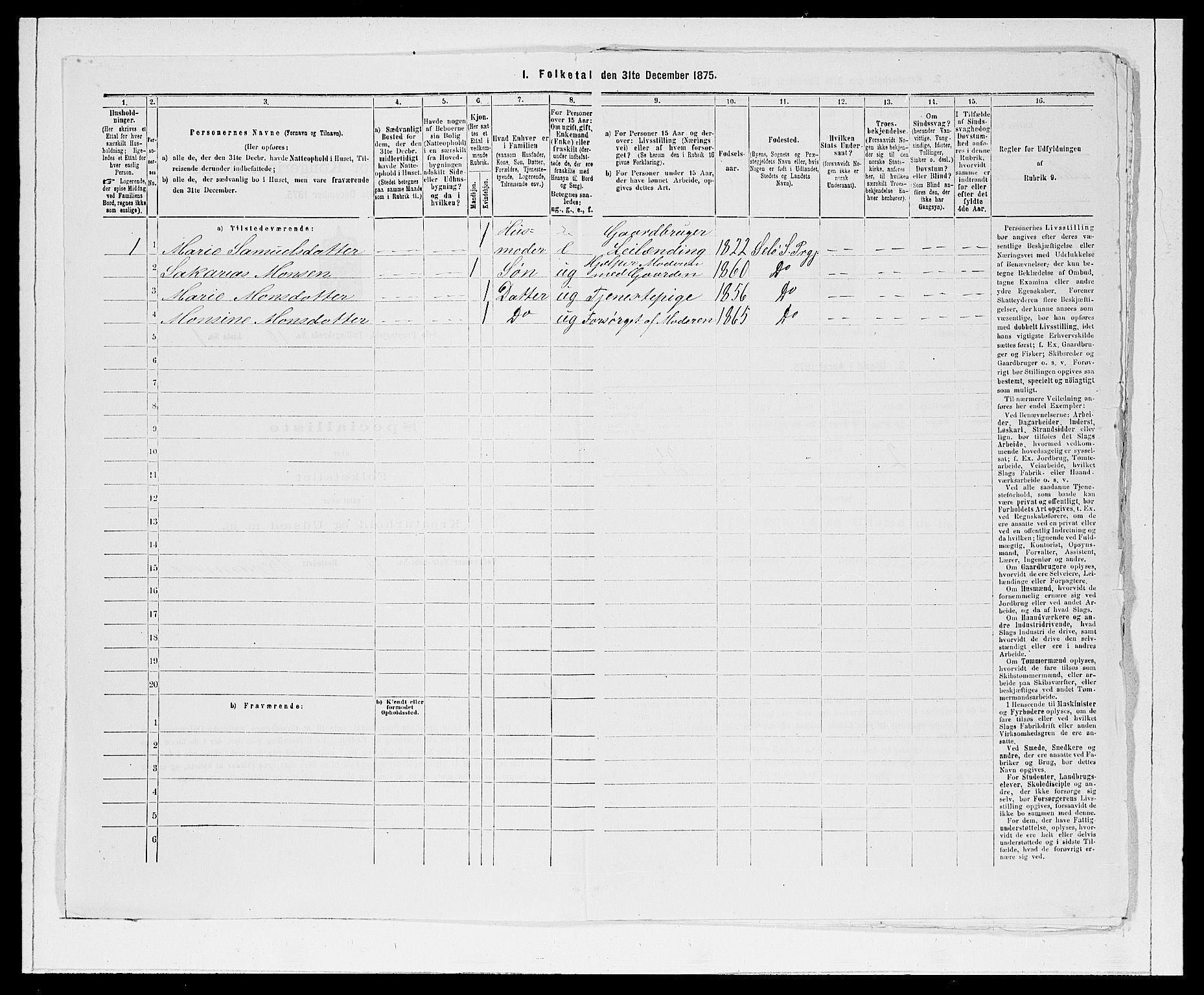 SAB, Folketelling 1875 for 1441P Selje prestegjeld, 1875, s. 1223