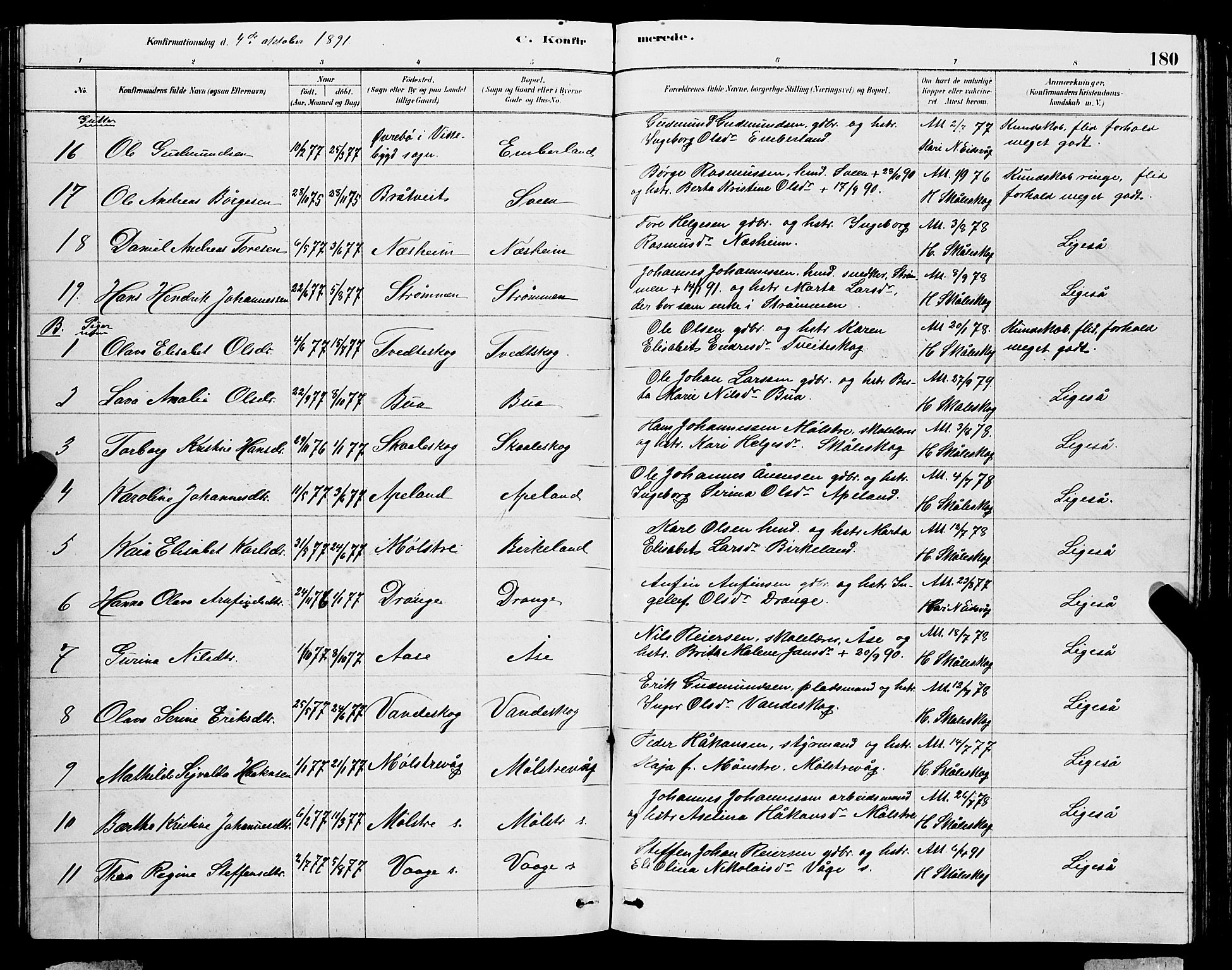 Sveio Sokneprestembete, AV/SAB-A-78501/H/Hab: Klokkerbok nr. A 3, 1878-1896, s. 180