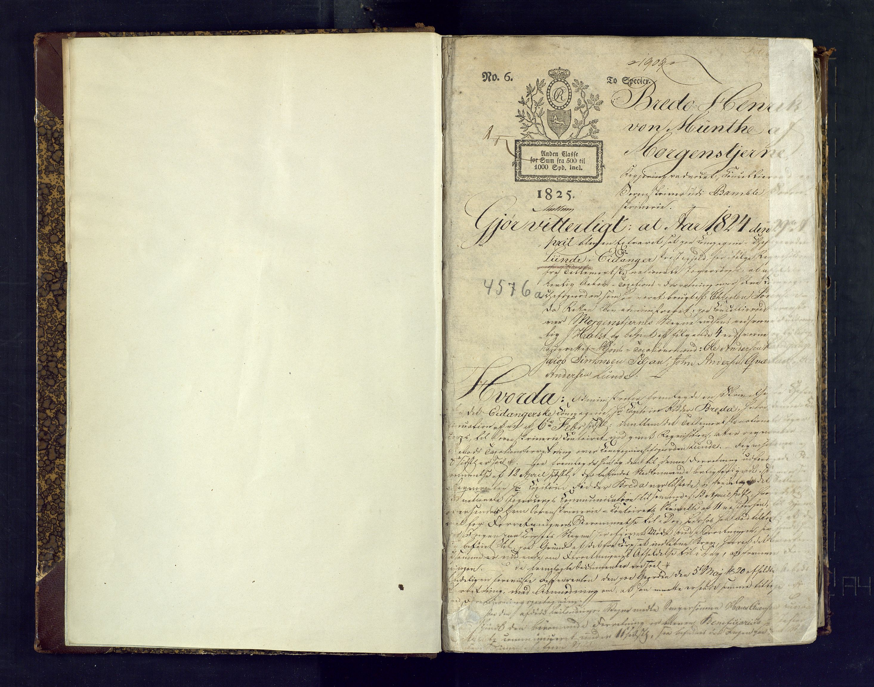 Bamble sorenskriveri, AV/SAKO-A-214/F/Fc/Fca/L0001: Ekstrarettsprotokoll, 1824-1830, s. 1