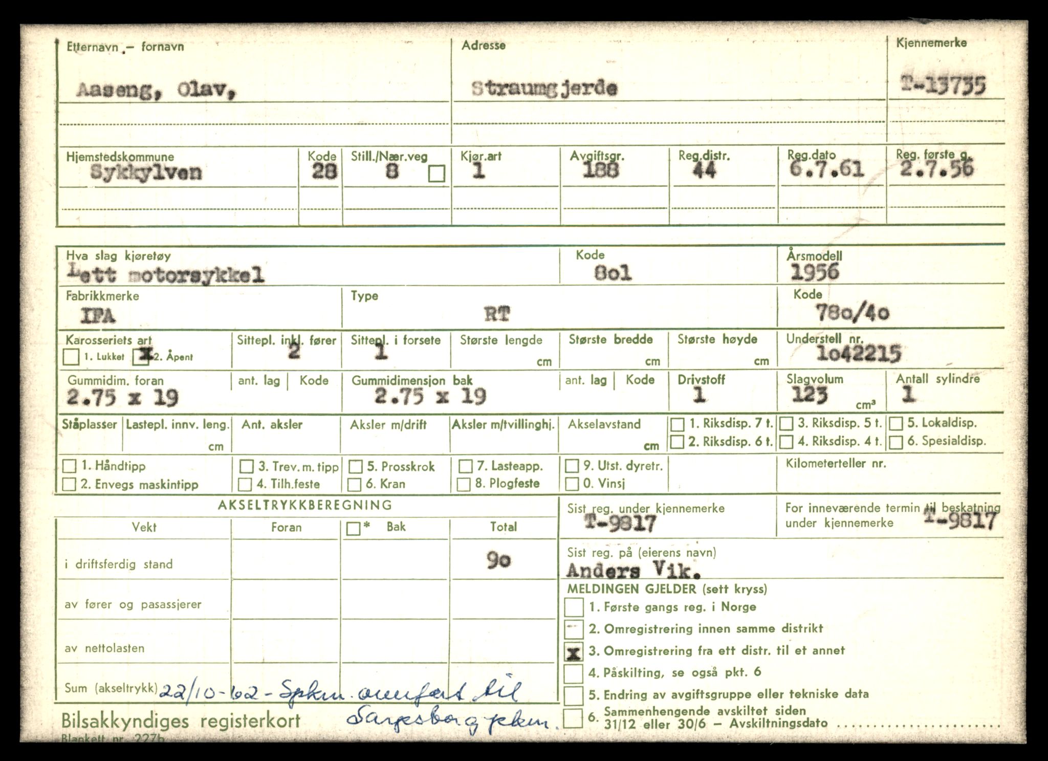 Møre og Romsdal vegkontor - Ålesund trafikkstasjon, AV/SAT-A-4099/F/Fe/L0041: Registreringskort for kjøretøy T 13710 - T 13905, 1927-1998, s. 459