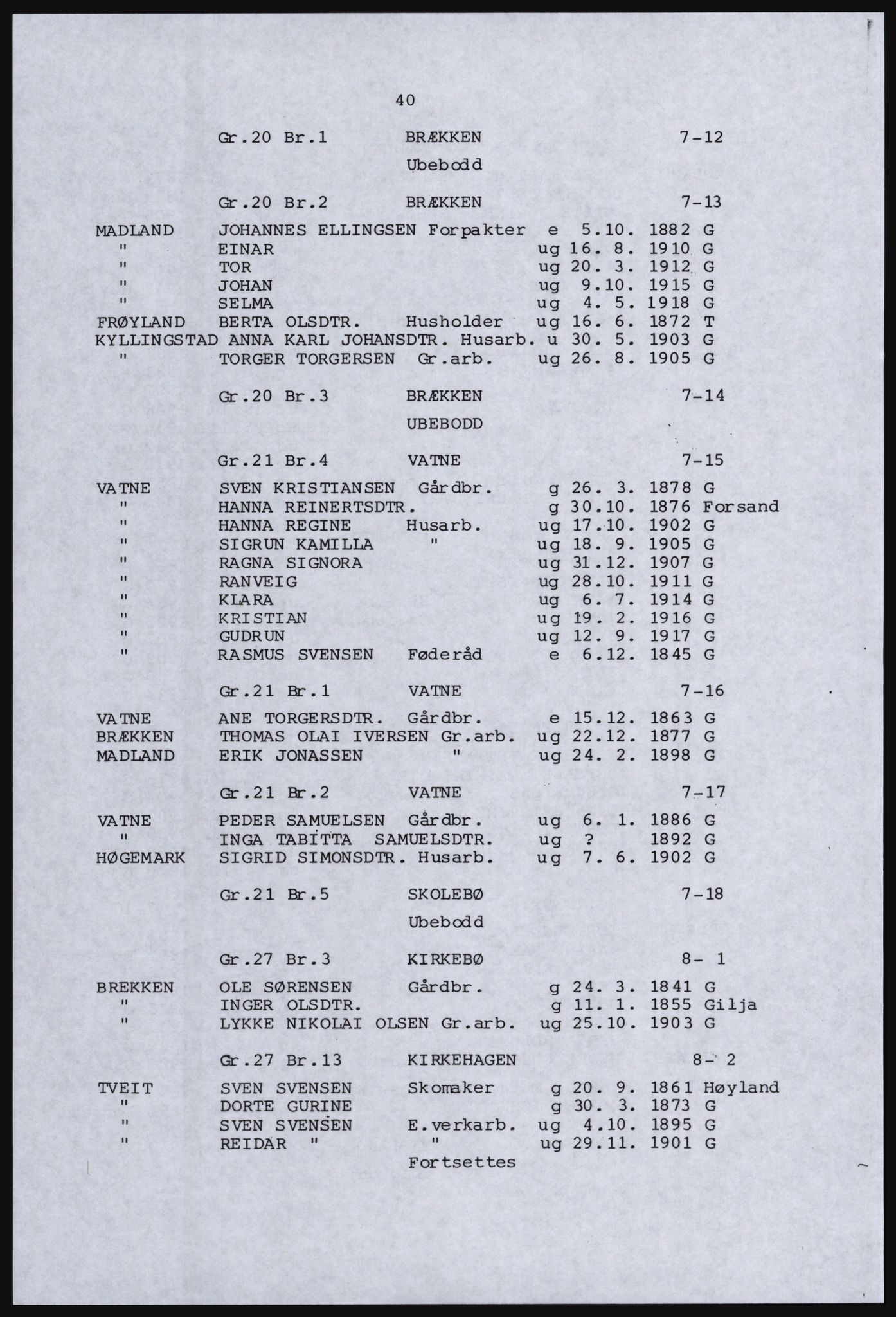 SAST, Avskrift av folketellingen 1920 for en del av Jæren, 1920, s. 46