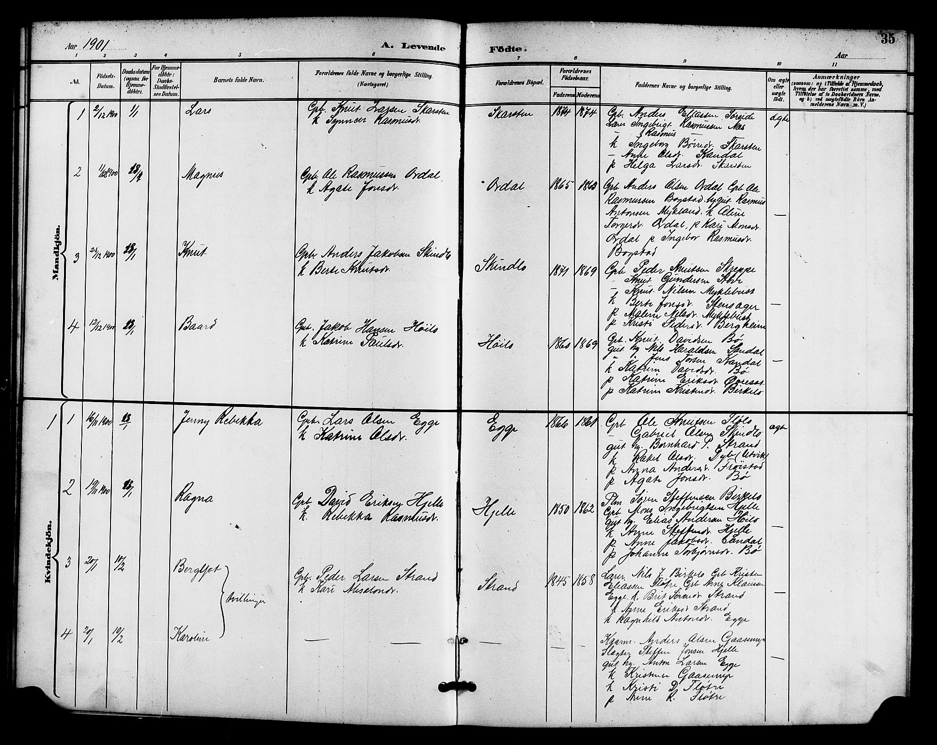 Gloppen sokneprestembete, AV/SAB-A-80101/H/Hab/Habc/L0002: Klokkerbok nr. C 2, 1896-1910, s. 35
