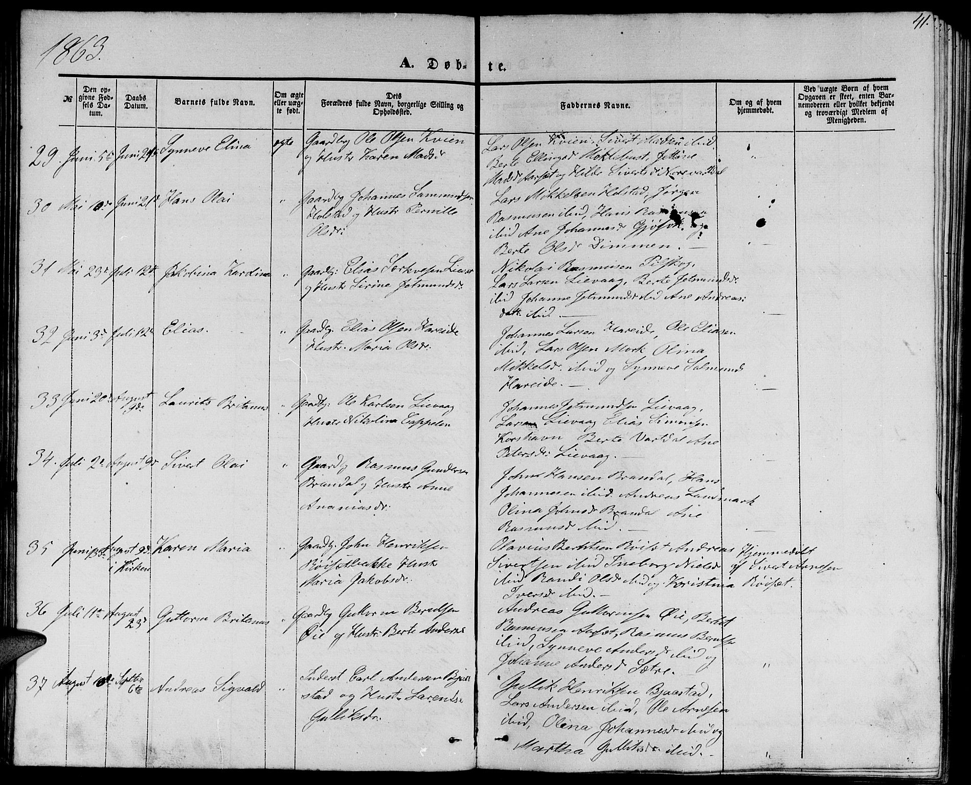 Ministerialprotokoller, klokkerbøker og fødselsregistre - Møre og Romsdal, AV/SAT-A-1454/510/L0124: Klokkerbok nr. 510C01, 1854-1877, s. 41