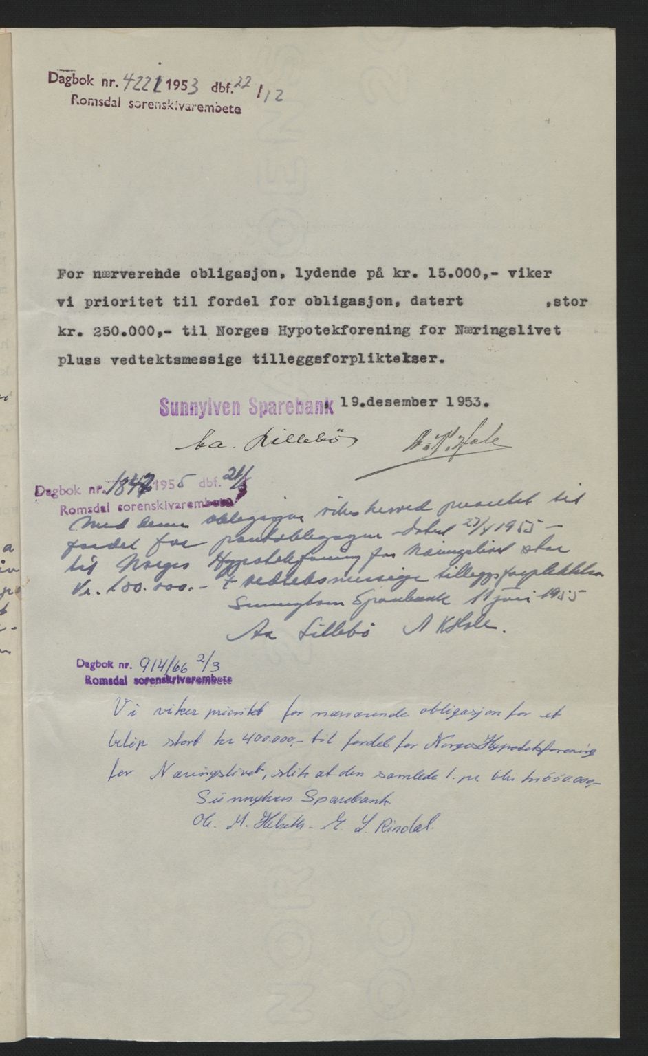 Romsdal sorenskriveri, SAT/A-4149/1/2/2C: Pantebok nr. B1, 1936-1939, Dagboknr: 4221/1953