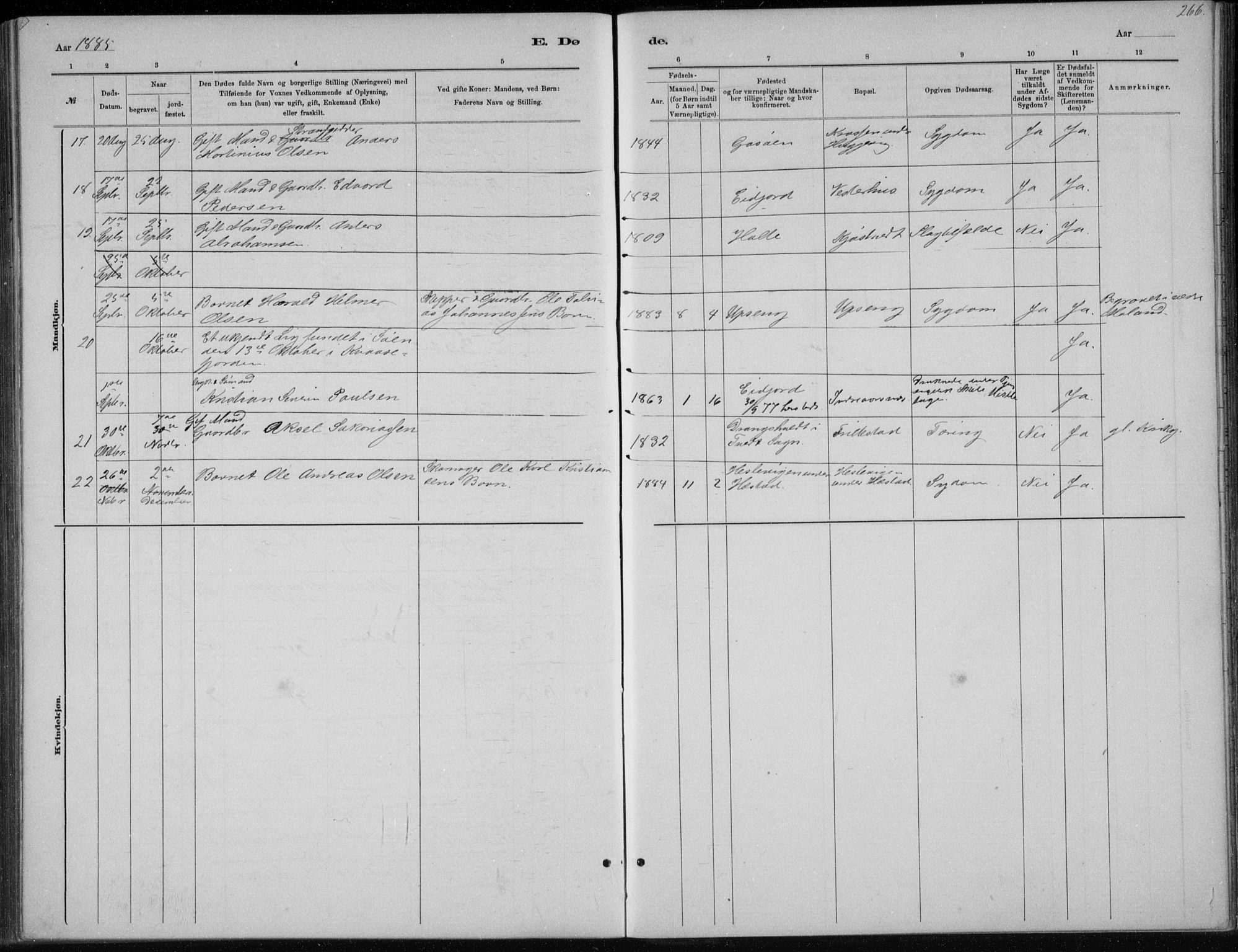 Høvåg sokneprestkontor, AV/SAK-1111-0025/F/Fb/L0004: Klokkerbok nr. B 4, 1883-1898, s. 266