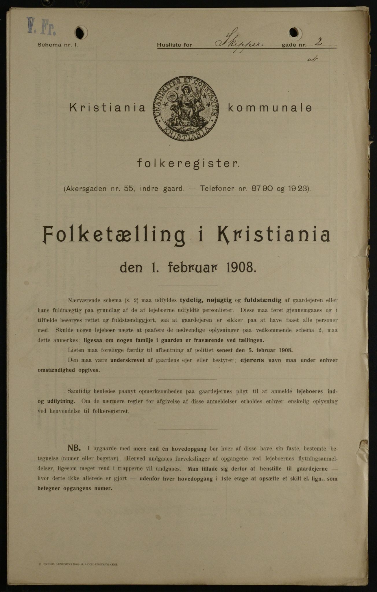 OBA, Kommunal folketelling 1.2.1908 for Kristiania kjøpstad, 1908, s. 85921