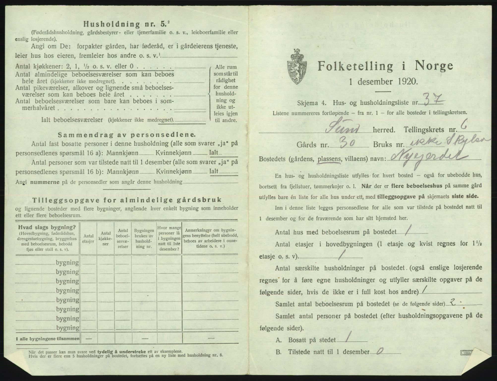 SAB, Folketelling 1920 for 1245 Sund herred, 1920, s. 577