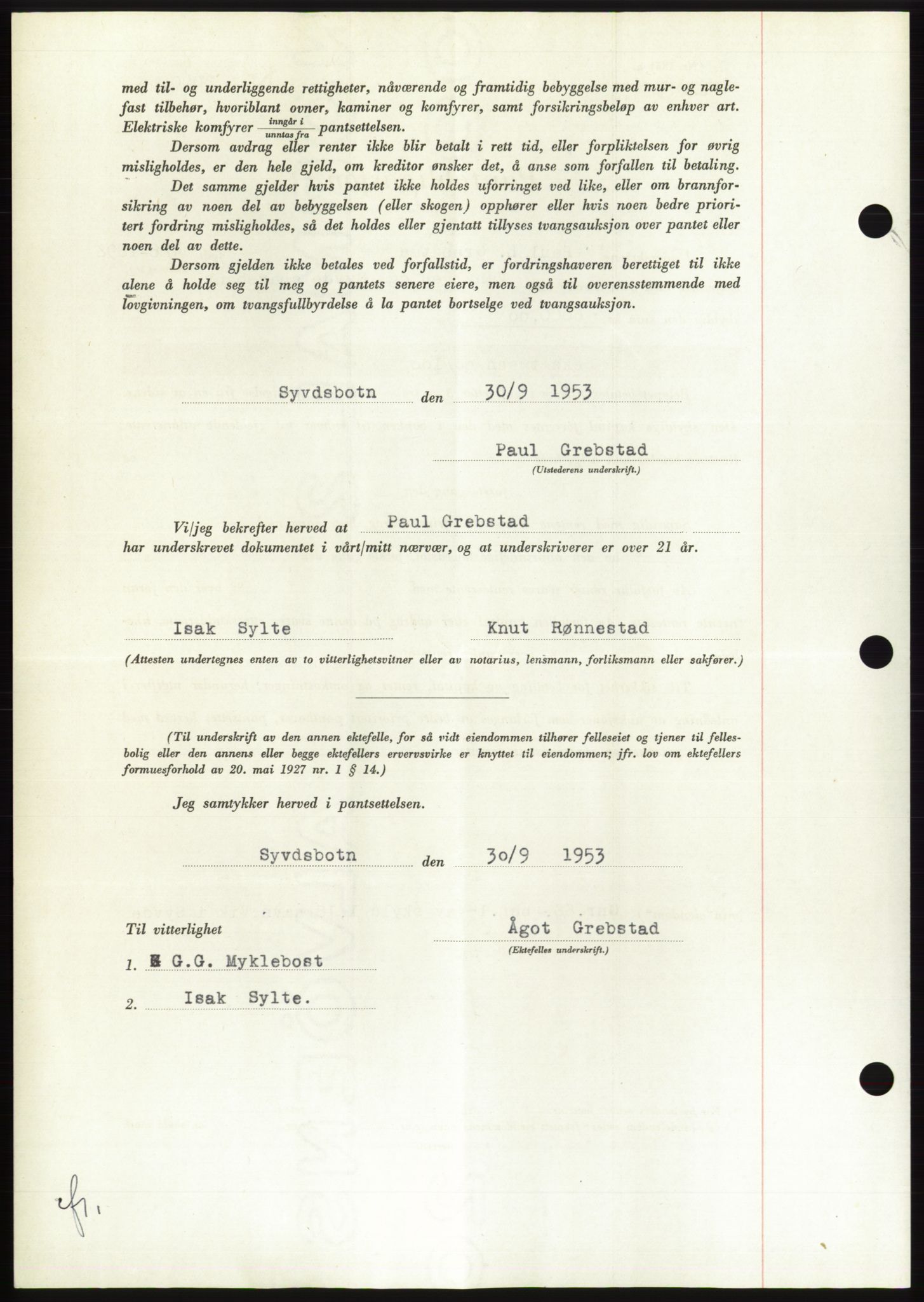 Søre Sunnmøre sorenskriveri, AV/SAT-A-4122/1/2/2C/L0124: Pantebok nr. 12B, 1953-1954, Dagboknr: 2565/1953