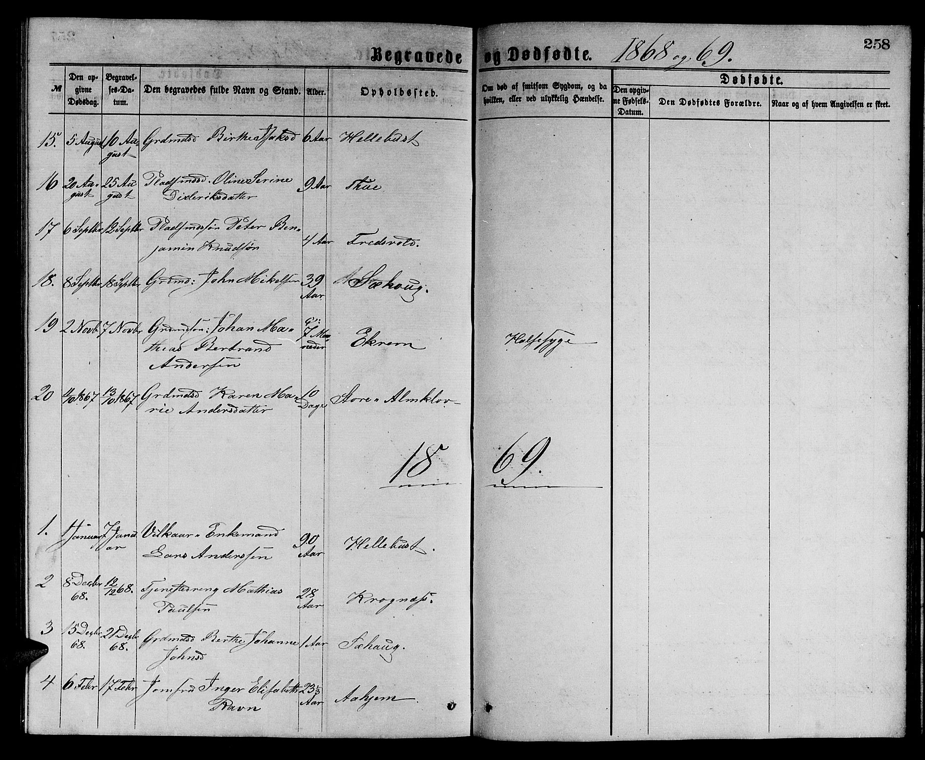Ministerialprotokoller, klokkerbøker og fødselsregistre - Møre og Romsdal, AV/SAT-A-1454/501/L0016: Klokkerbok nr. 501C02, 1868-1884, s. 258