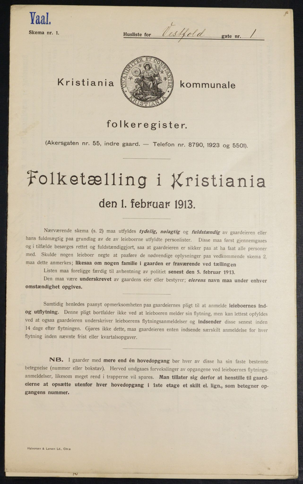 OBA, Kommunal folketelling 1.2.1913 for Kristiania, 1913, s. 122229