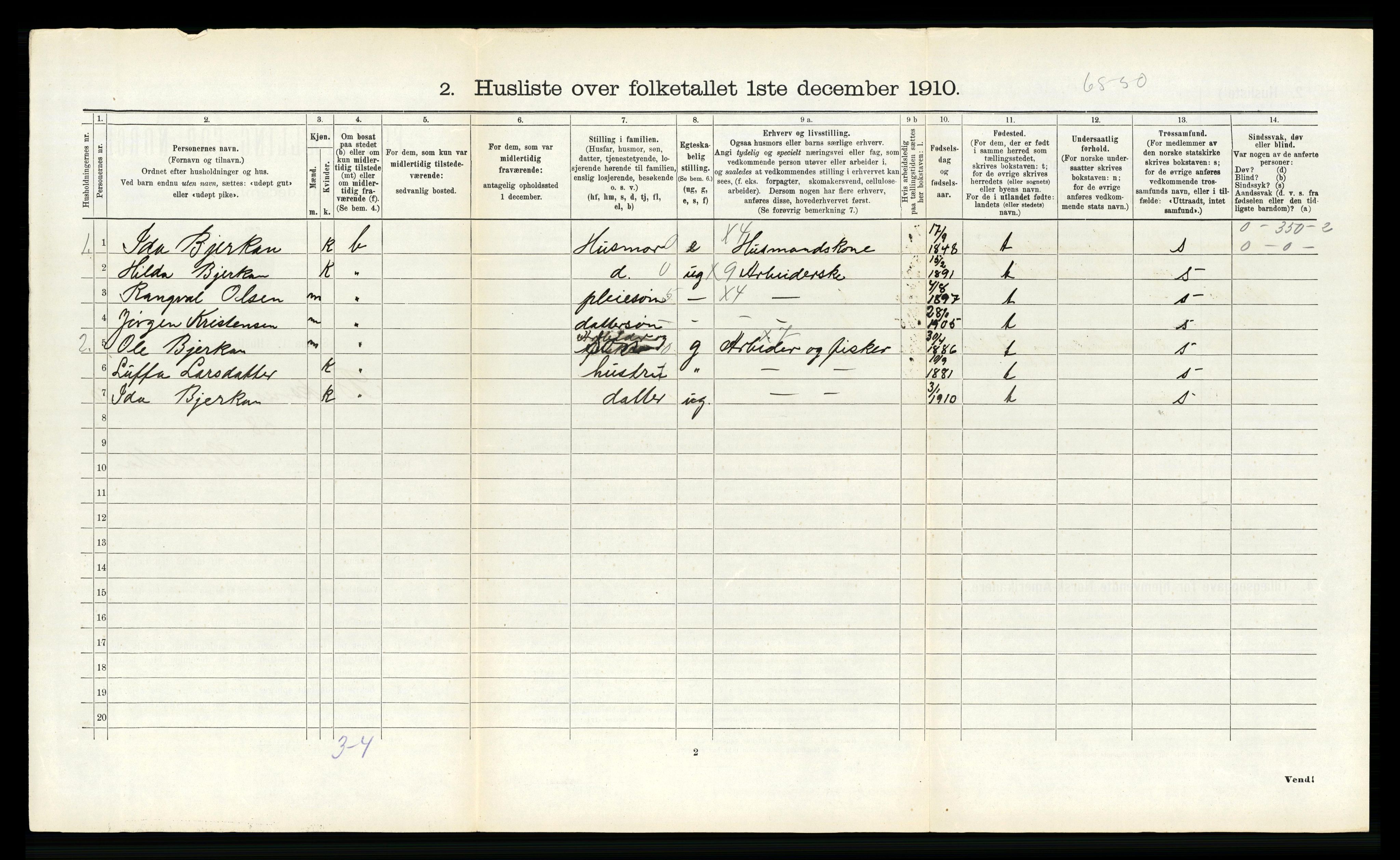 RA, Folketelling 1910 for 1860 Buksnes herred, 1910, s. 1595