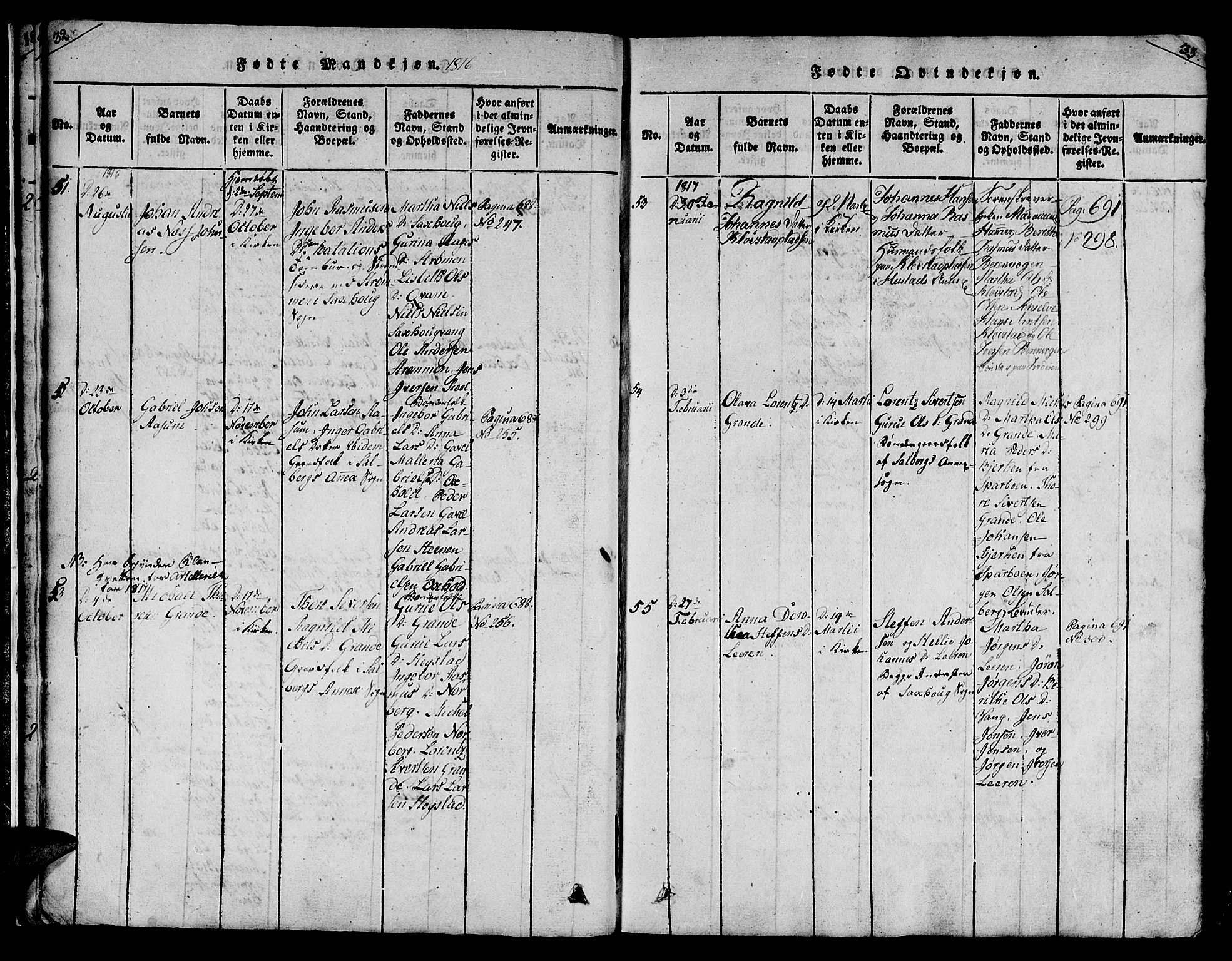 Ministerialprotokoller, klokkerbøker og fødselsregistre - Nord-Trøndelag, AV/SAT-A-1458/730/L0275: Ministerialbok nr. 730A04, 1816-1822, s. 32-33