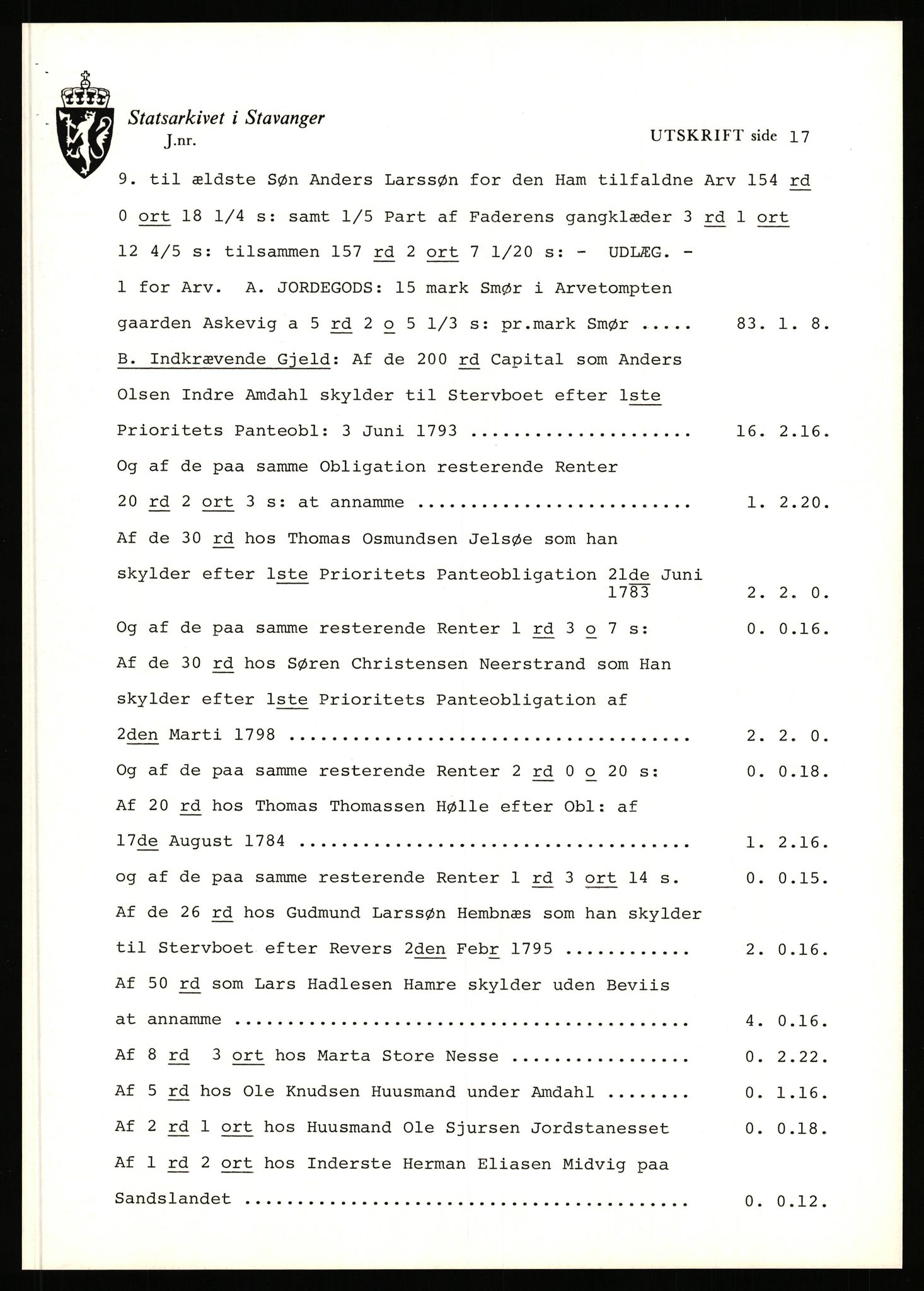 Statsarkivet i Stavanger, AV/SAST-A-101971/03/Y/Yj/L0003: Avskrifter sortert etter gårdsnavn: Askje - Auglend, 1750-1930, s. 56