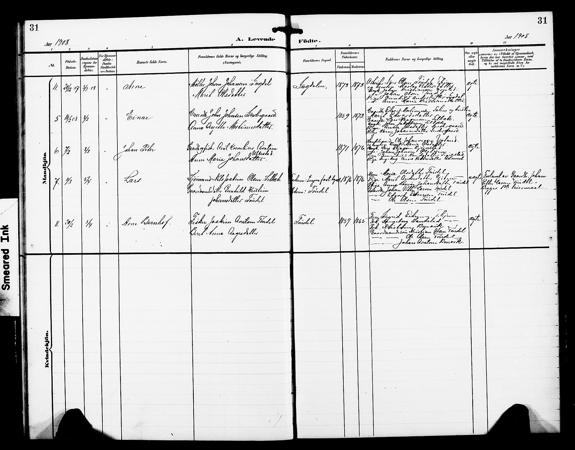 Ministerialprotokoller, klokkerbøker og fødselsregistre - Sør-Trøndelag, AV/SAT-A-1456/663/L0763: Klokkerbok nr. 663C03, 1899-1908, s. 31