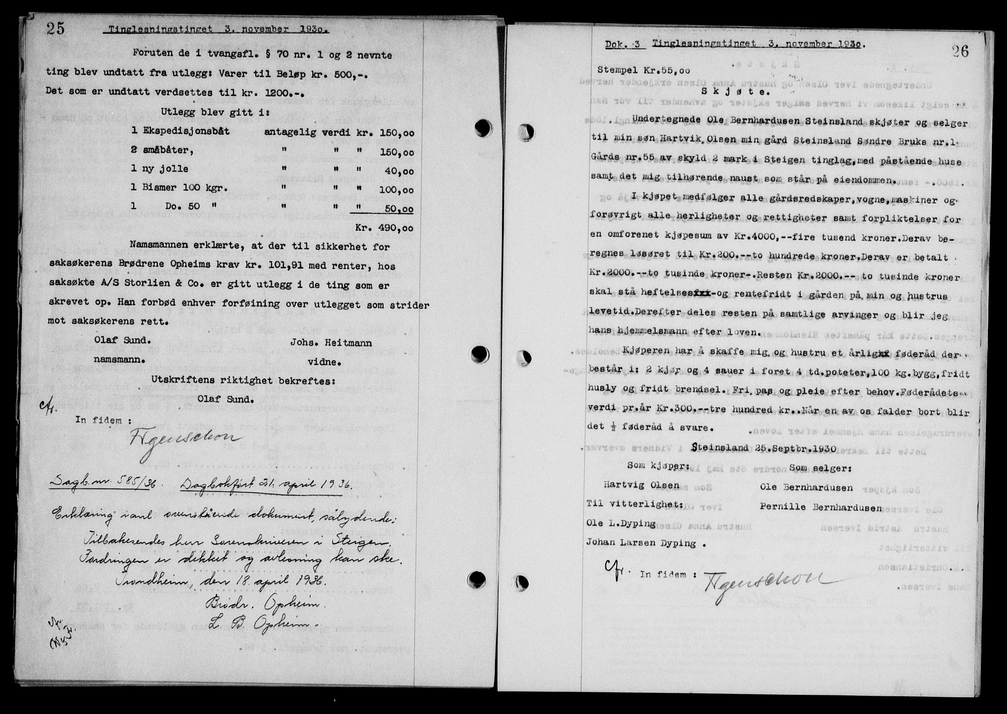 Steigen og Ofoten sorenskriveri, SAT/A-0030/1/2/2C/L0018/0001: Pantebok nr. 20-II og 21, 1930-1931, Tingl.dato: 03.11.1930