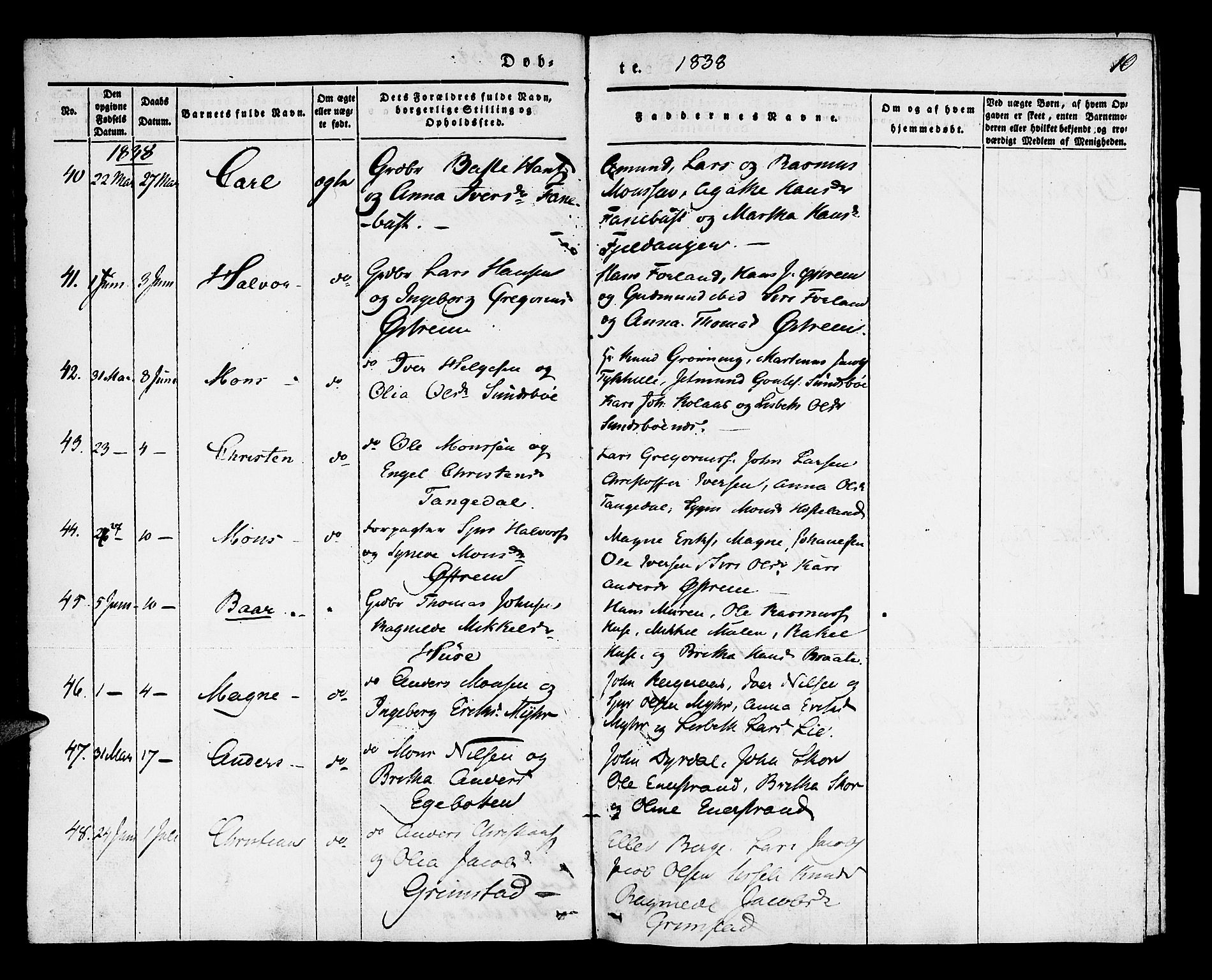 Lindås Sokneprestembete, AV/SAB-A-76701/H/Haa/Haaa/L0009: Ministerialbok nr. A 9, 1835-1841, s. 10