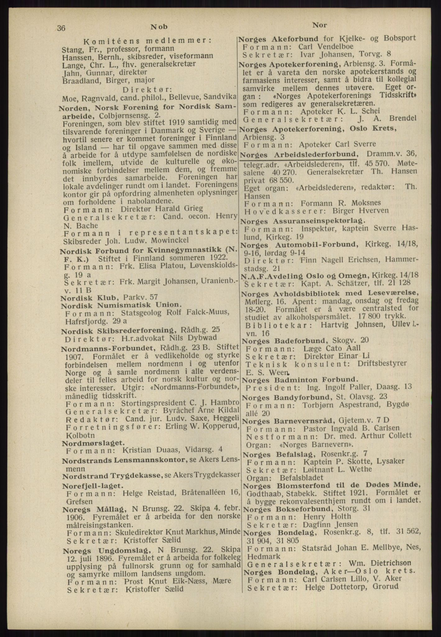 Kristiania/Oslo adressebok, PUBL/-, 1939, s. 36